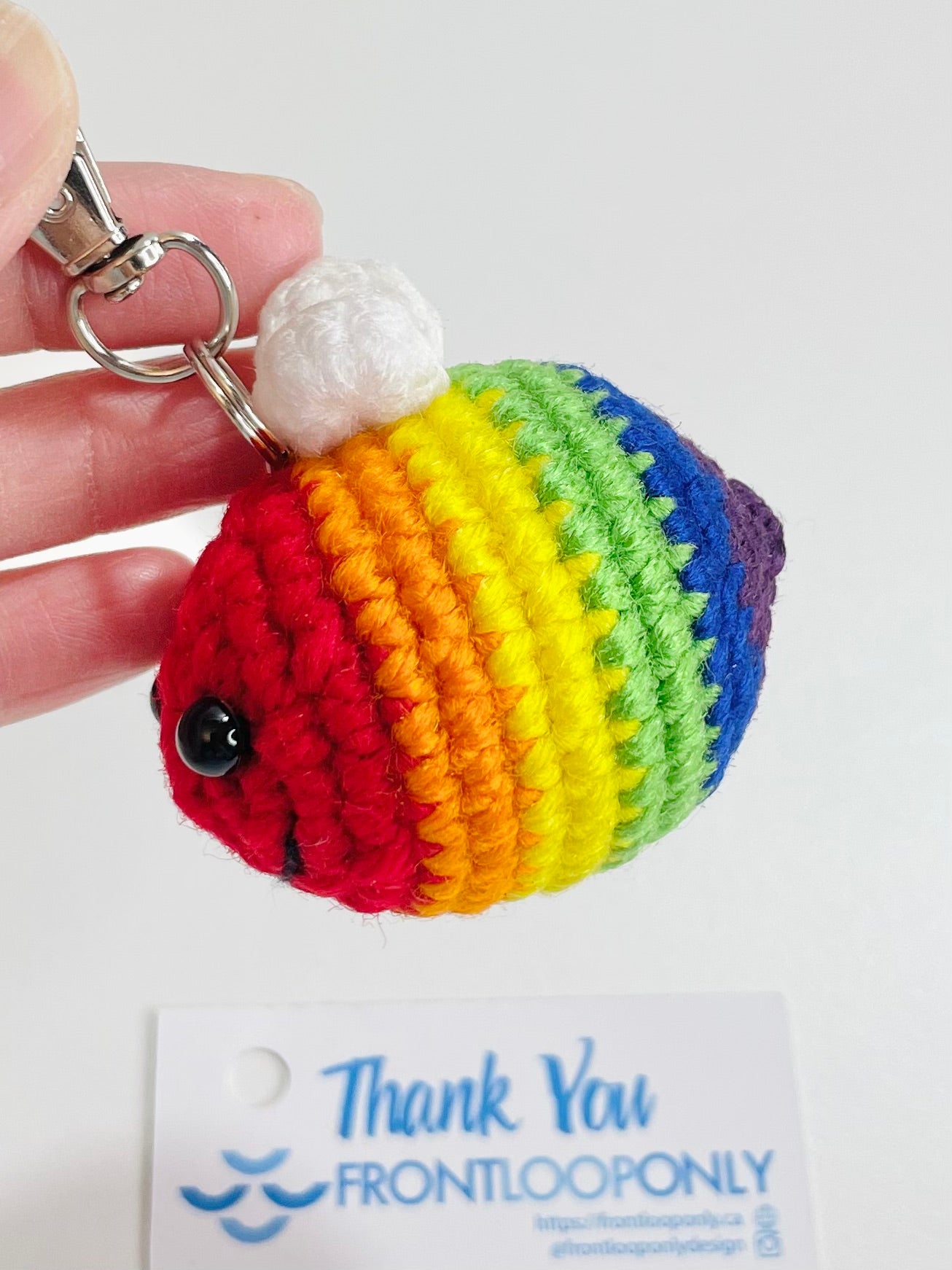 Crochet Rainbow Bee Keychain, Bag Charm, Kawaii Amigurumi, Backpack Accessory Gift
