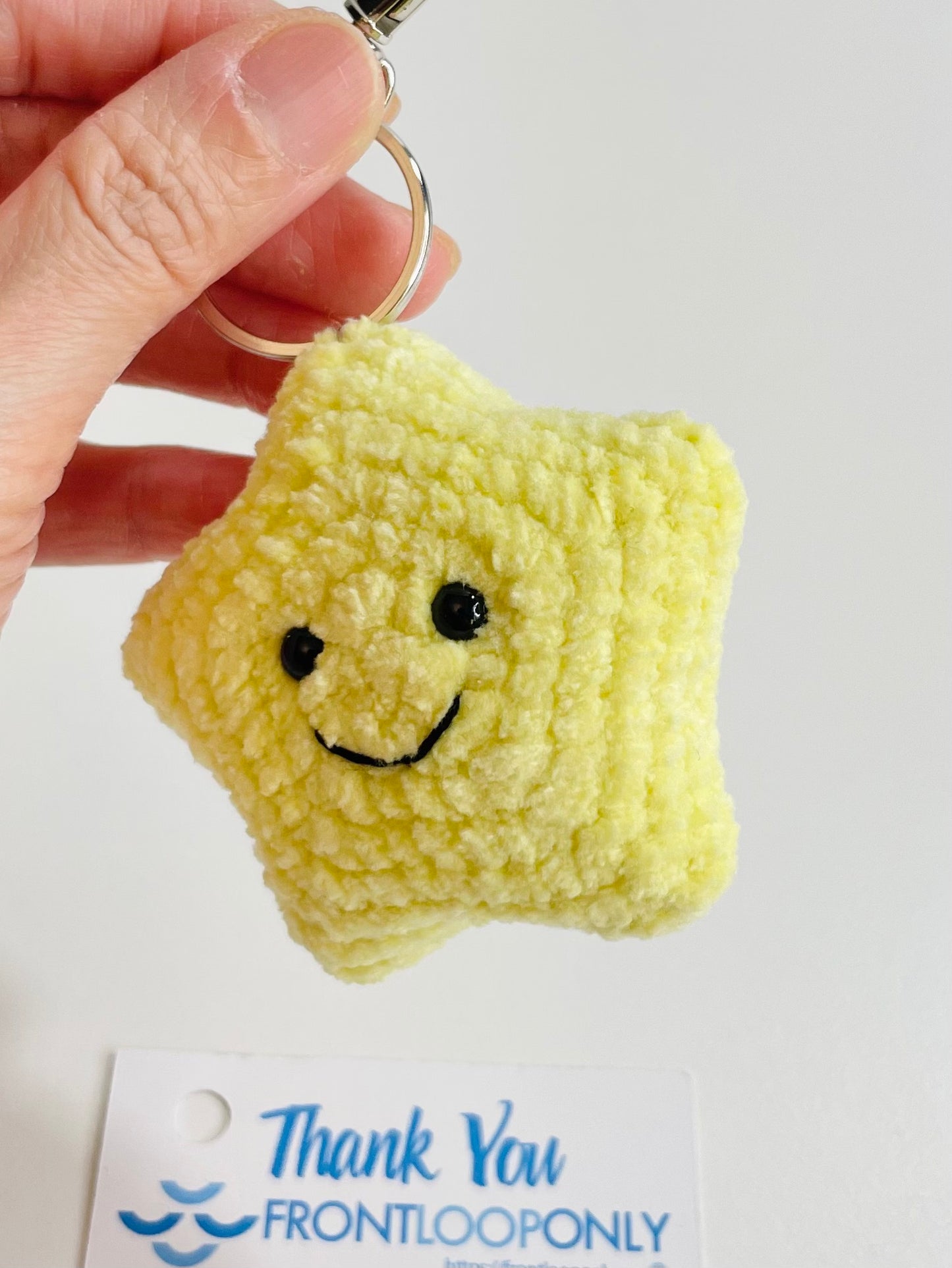 Crochet Star Keychain Plush | Smiling Face Bag Charm, Chenille Backpack Accessory