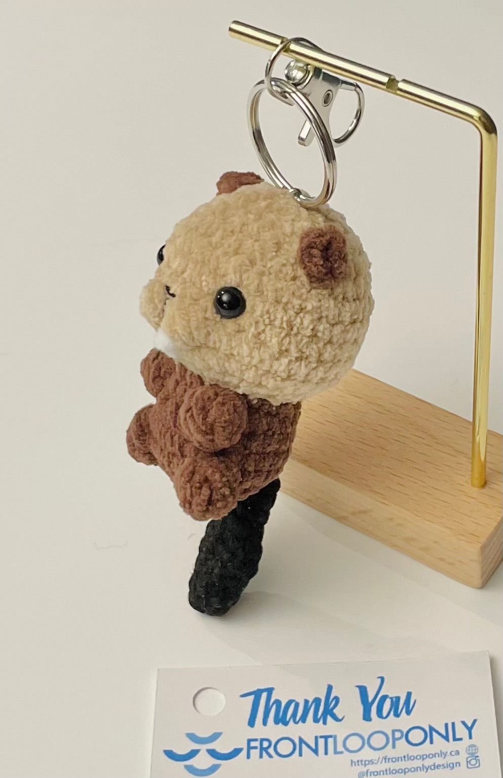 Crochet Beaver Keychain – Handmade Amigurumi Couple Gift