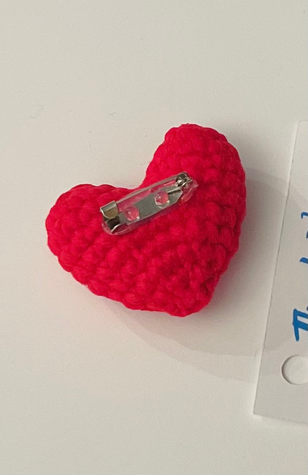 Pocket Hug Heart with Pin – Crochet Comfort Gift, Encouragement Hug, Handmade Bag Charm