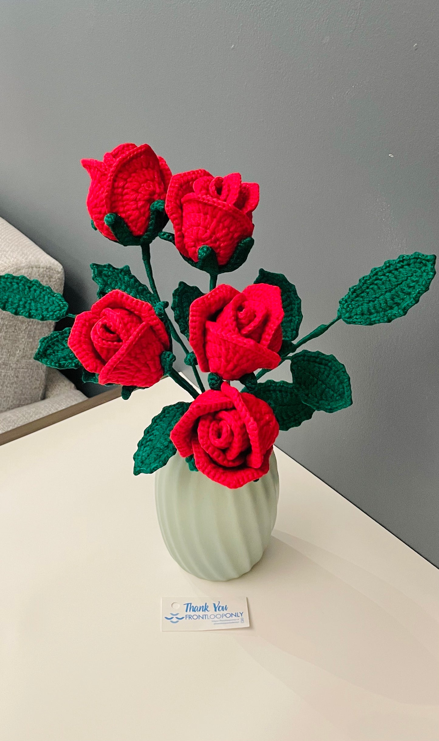 Crochet Red Rose Bouquet – Handmade Roses, Romantic Valentine’s Day & Anniversary Gift