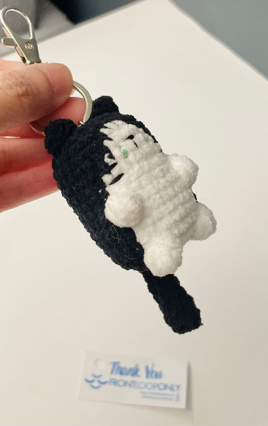 Crochet Cat Keychain | Handmade Cat Charm | Plush Mini Cat Keyring | Custom Color Cat Gift for Cat Lovers