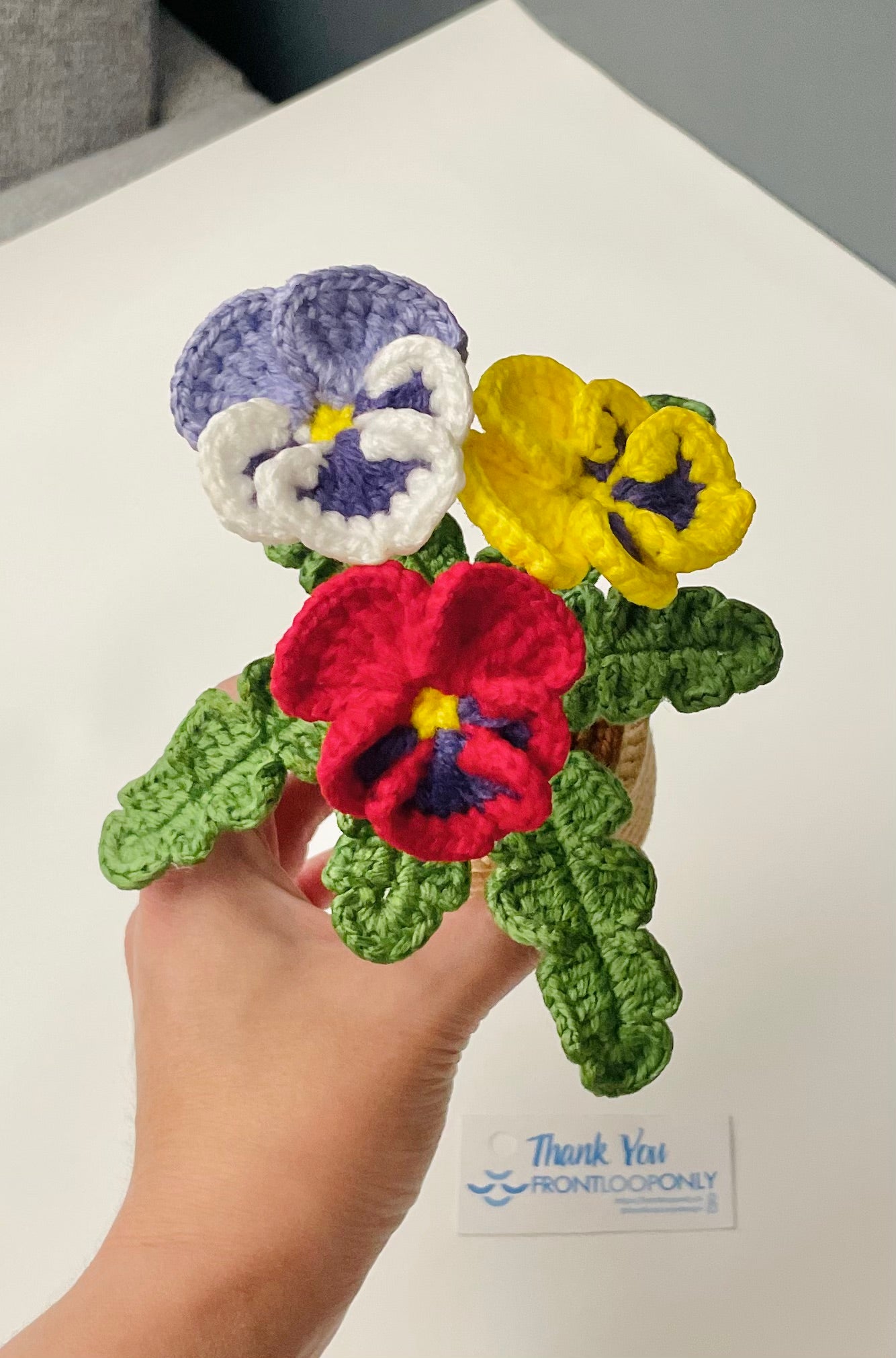 Crochet Pansy Flower Pot – Botanical Home Décor