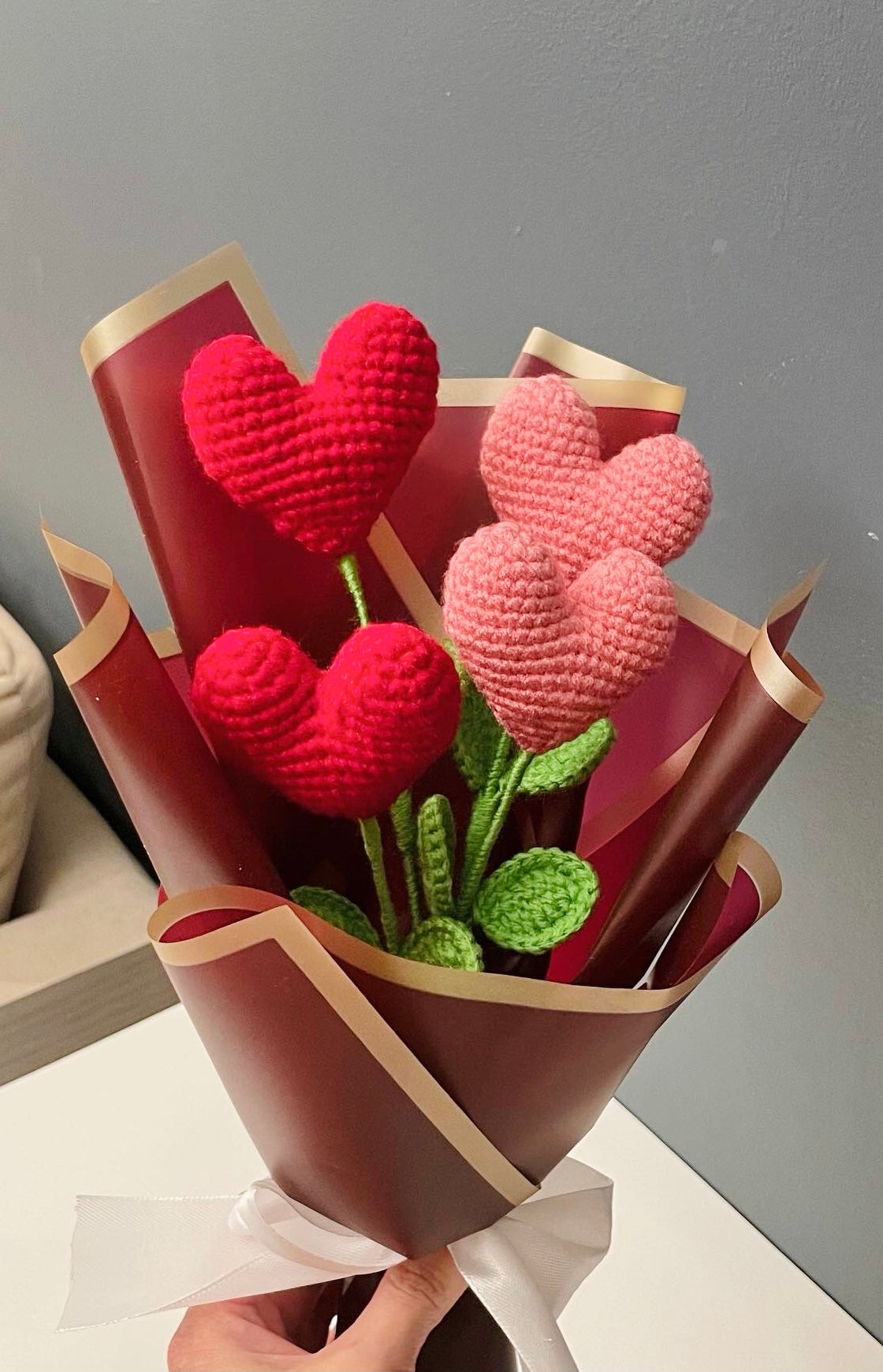 Crochet Heart Flower – Valentine’s Day Gift, Handmade Love Flower, Romantic Decor