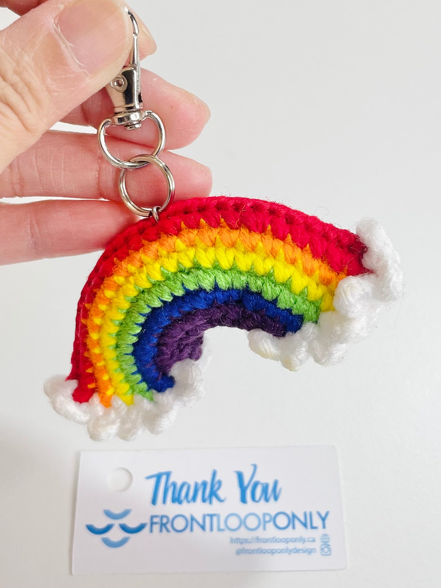 Crochet Rainbow Keychain, Handmade Bag Charm, backpack Accessory