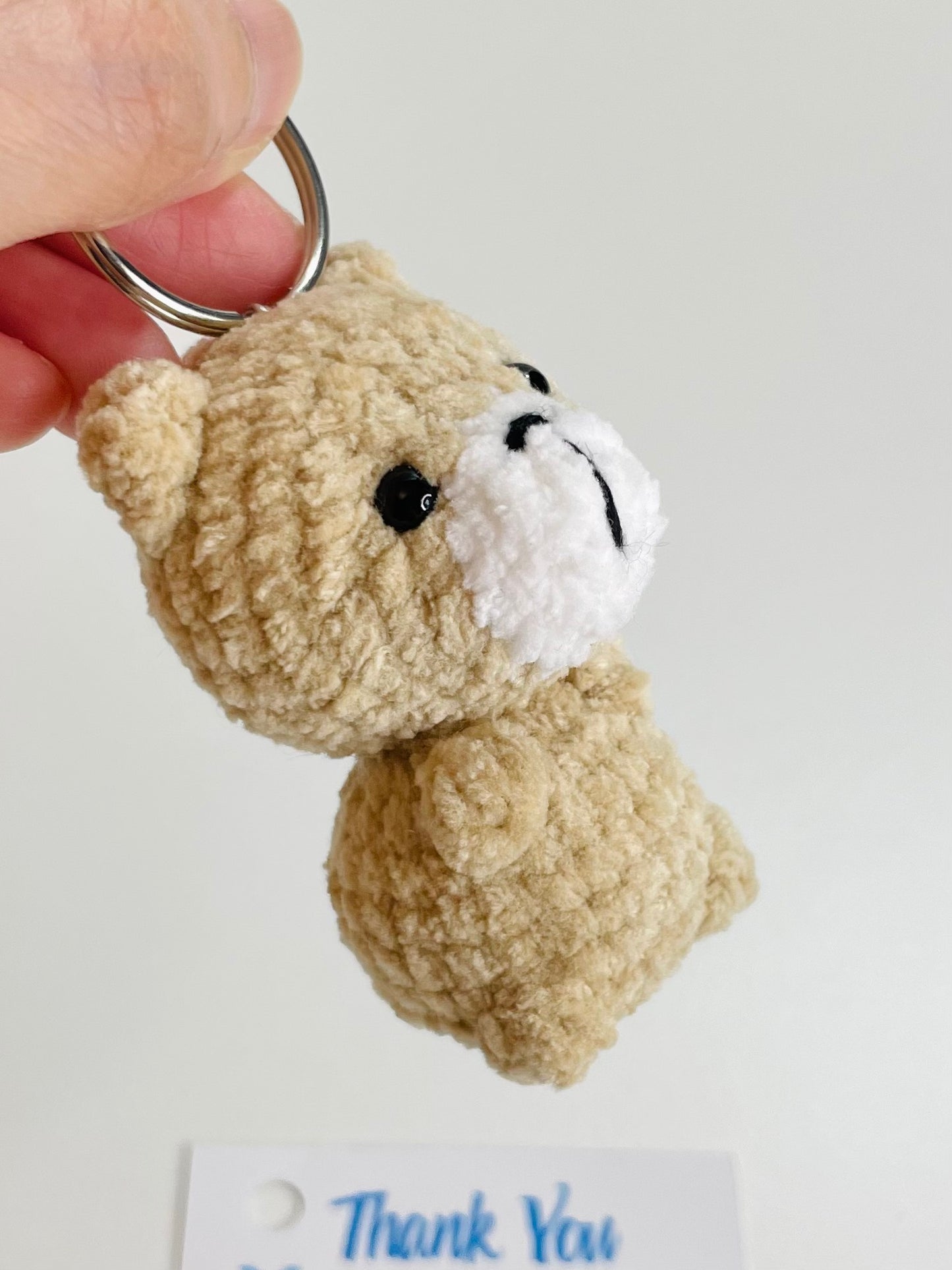 Crochet Baby Bear Keychain, Plush Amigurumi Bag Charm, Kawaii Animal Keyring