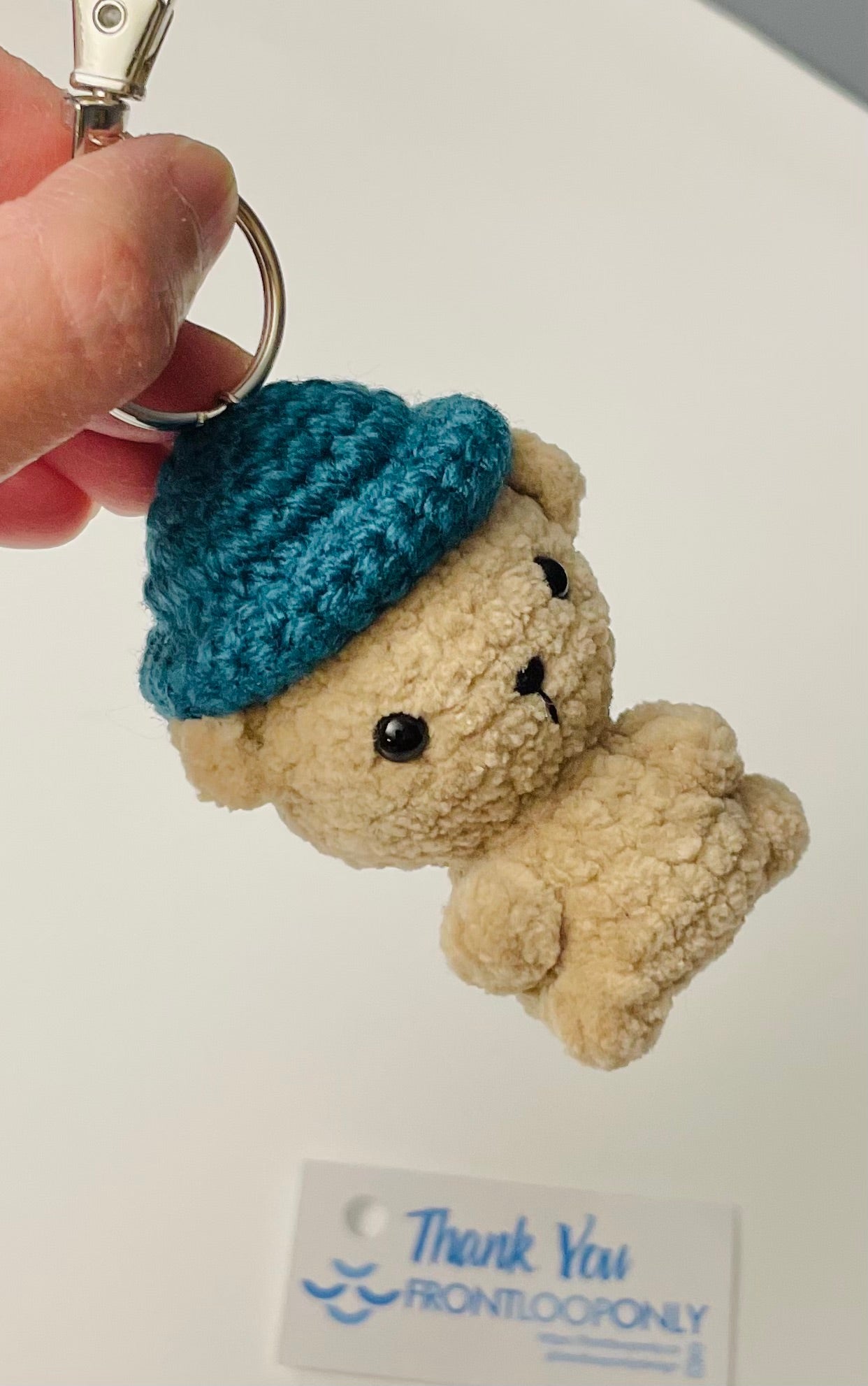 Crochet Bear Keychain – Bean Hat | Cute Handmade Gift