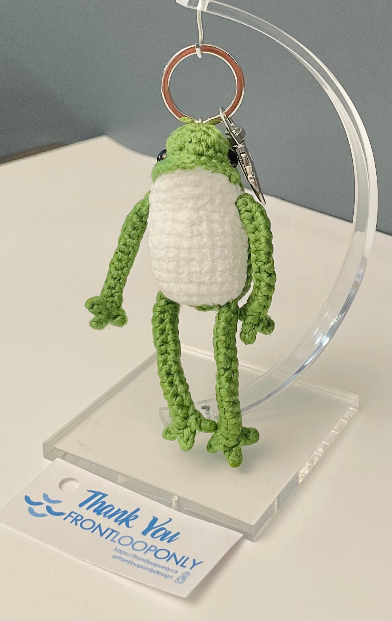 Crochet Frog Keychain - Handmade Frog Amigurumi, Cute Animal Bag Charm
