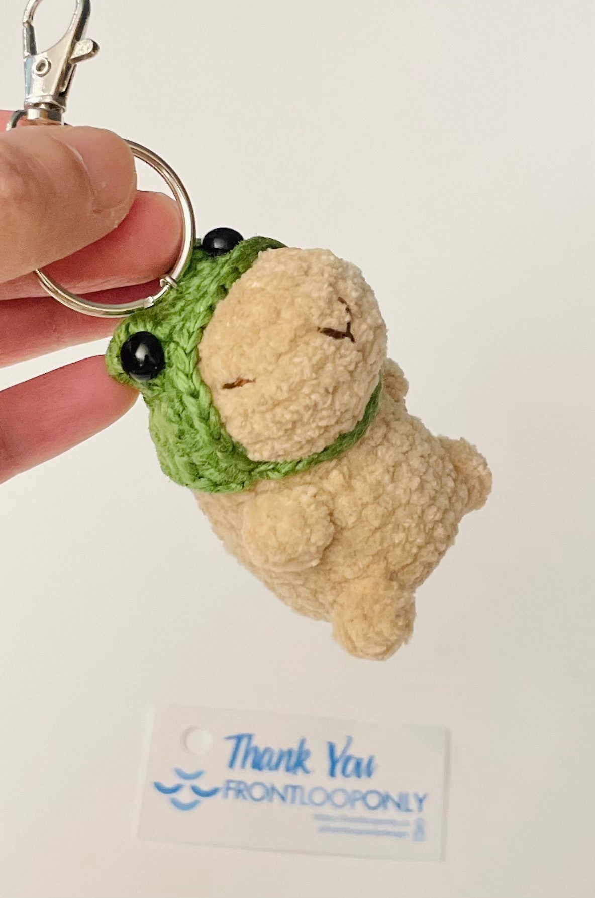 Capybara Keychain: Handmade Crochet Chill Animal with Hat
