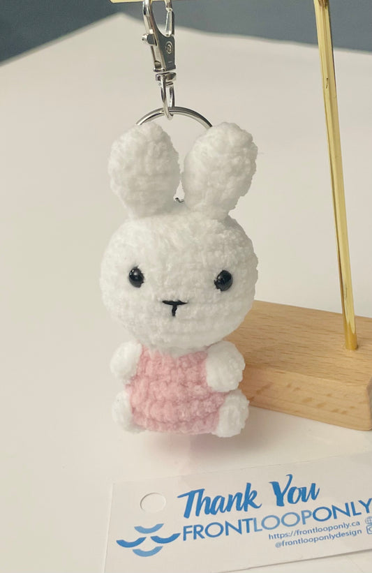 Crochet Bunny Keychain – Handmade Amigurumi Rabbit Bag Charm, Bunny Gift