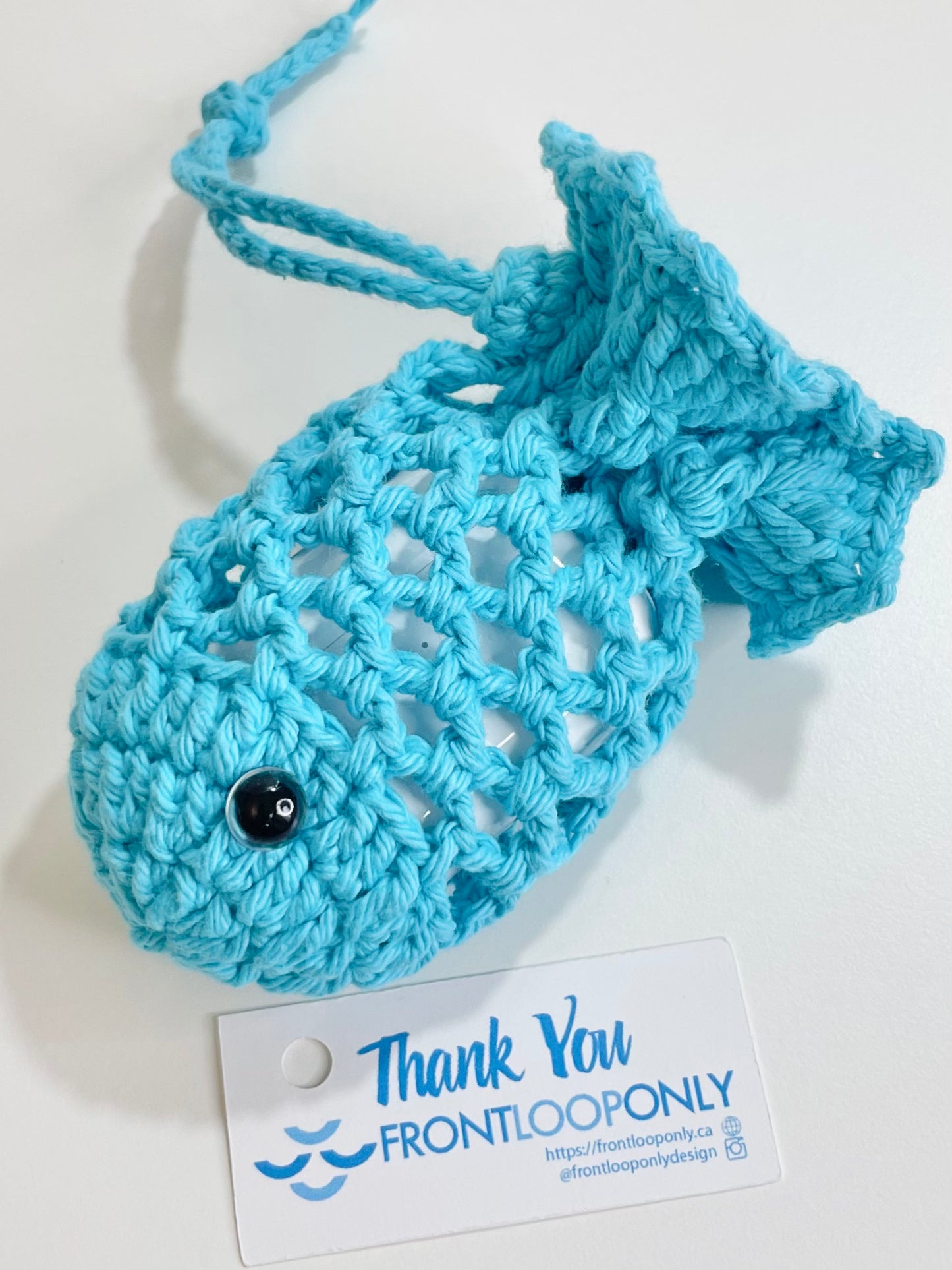 Crochet Fish AirPods Pouch | Handmade Cotton Yarn Earbud Case | Kawaii Fish Bag Holder