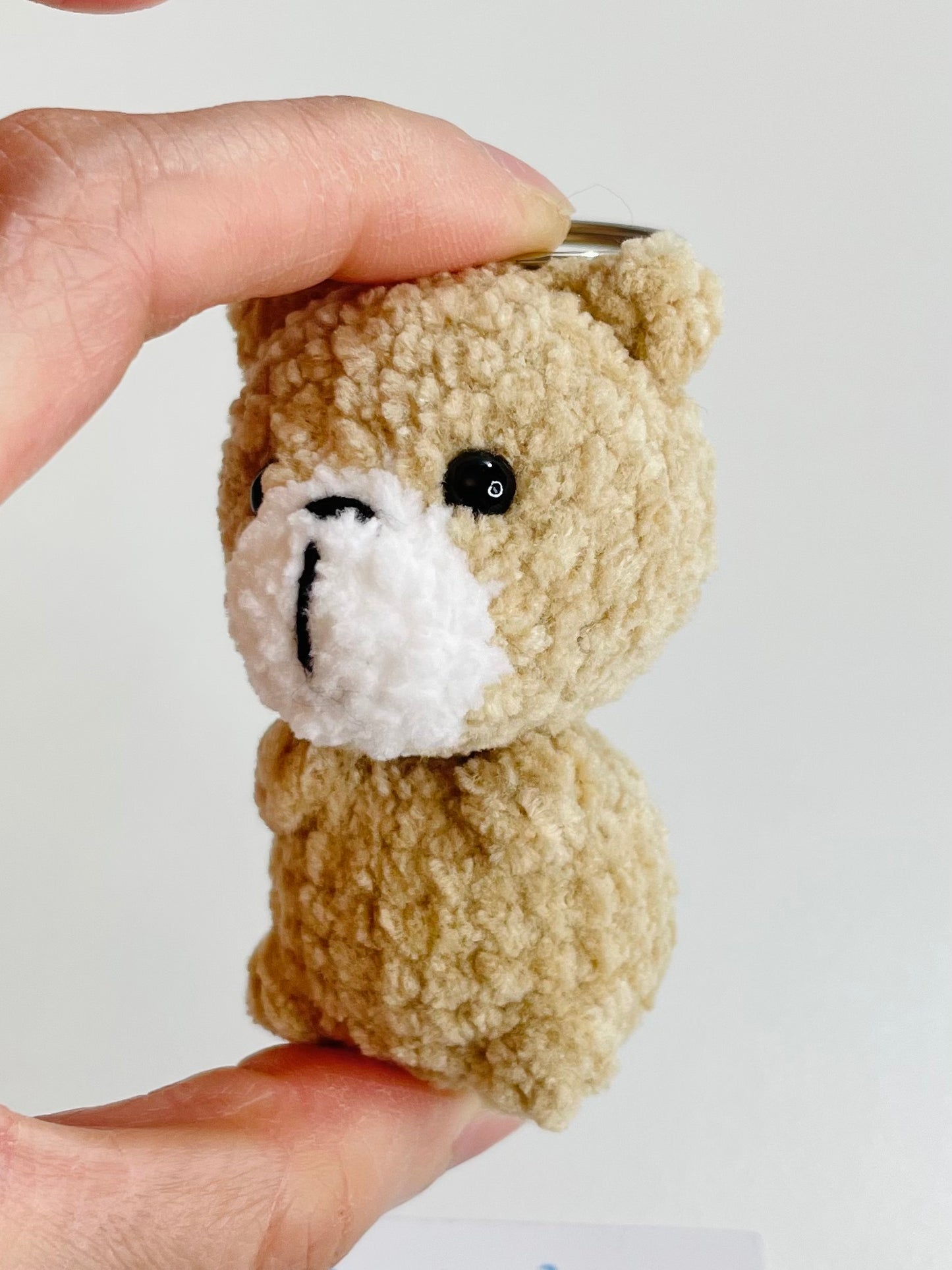 Crochet Baby Bear Keychain, Plush Amigurumi Bag Charm, Kawaii Animal Keyring