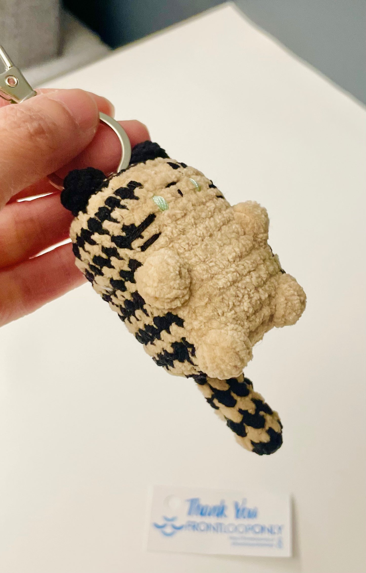 Crochet Cat Keychain | Handmade Cat Charm | Plush Mini Cat Keyring | Custom Color Cat Gift for Cat Lovers