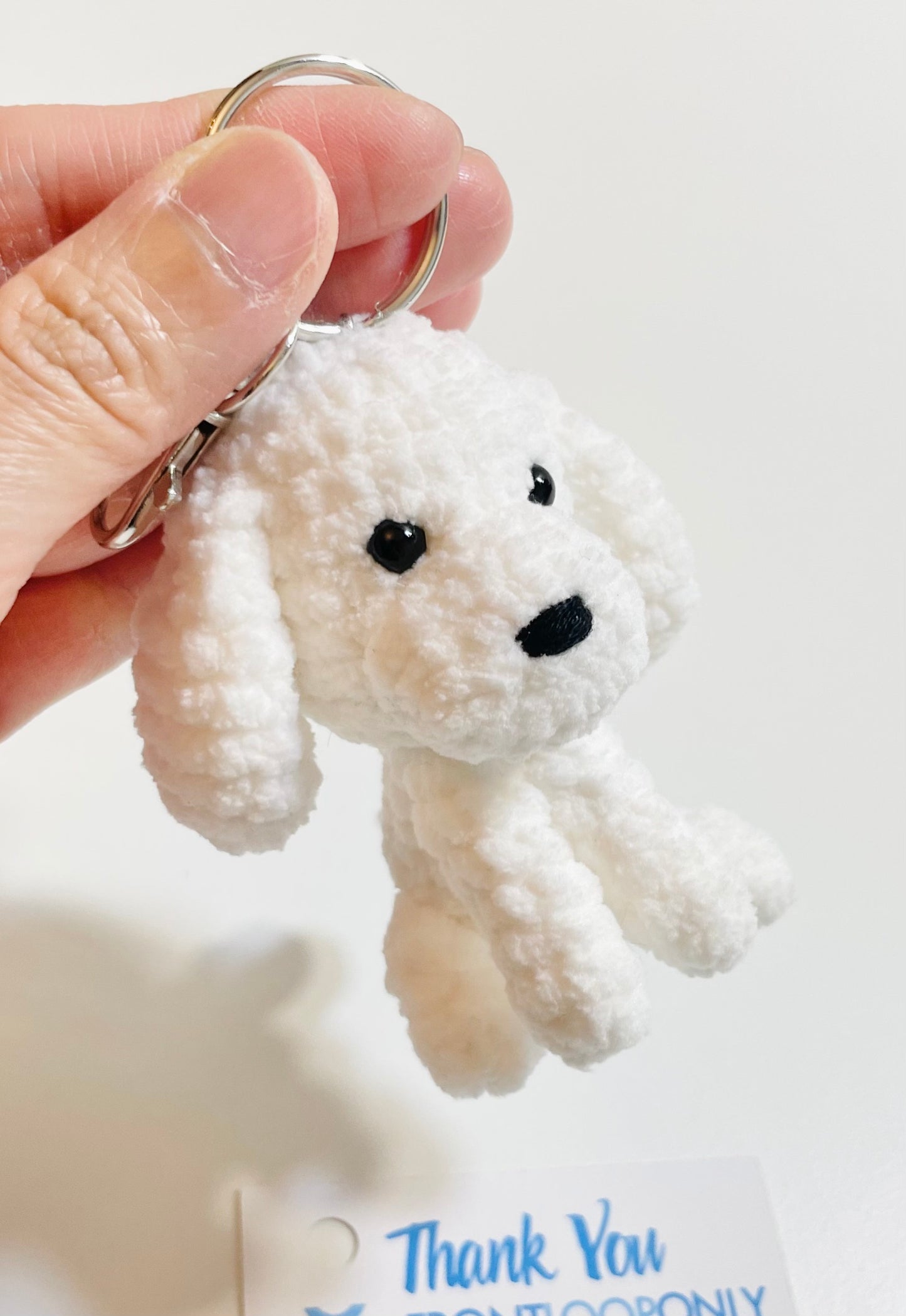 Crochet Poodle Keychain, Handmade Amigurumi Dog Keychain, Cute White Poodle Plush Bag Charm Gift