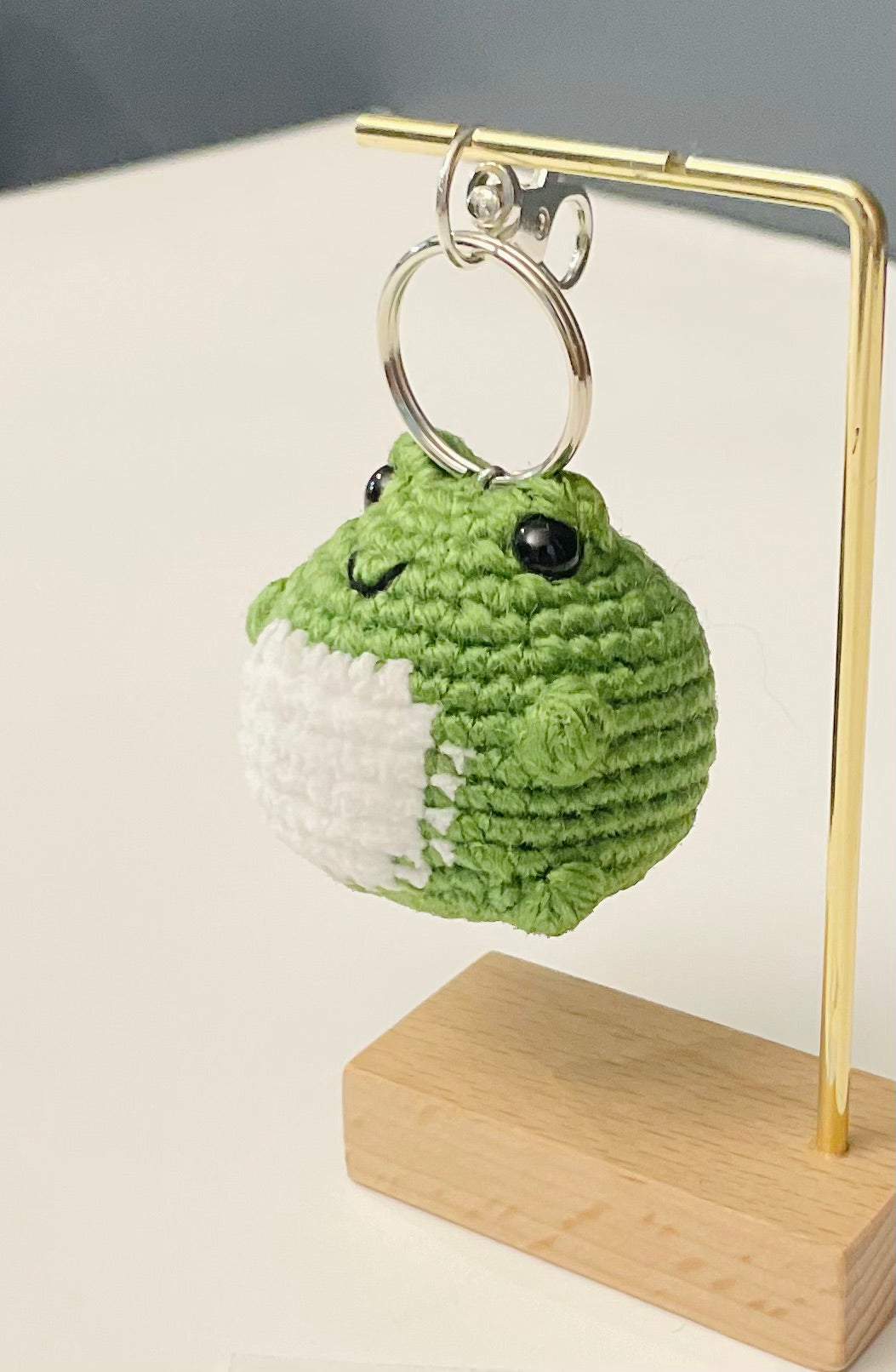 Crochet Frog Keychain – Handmade Amigurumi Charm, Frog Lover Gift