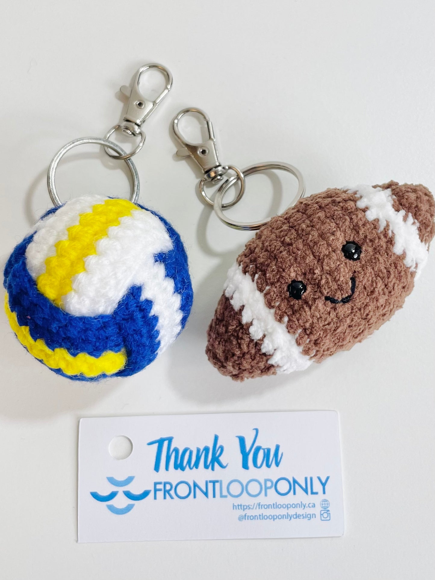 Crochet Football or Volleyball Keychain | Handmade Sports Keychain | Athlete, Coach, Team Gift | Backpack Charm