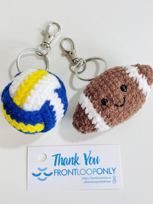 Crochet Football or Volleyball Keychain | Handmade Sports Keychain | Athlete, Coach, Team Gift | Backpack Charm