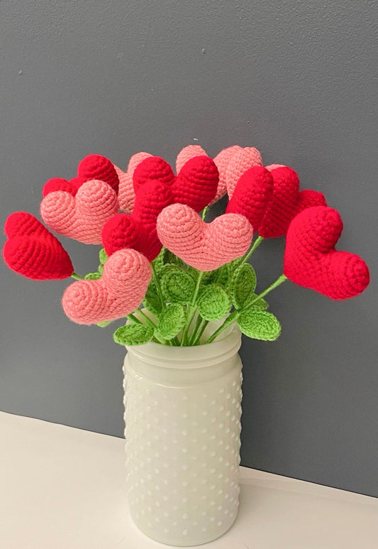 Crochet Heart Flower – Valentine’s Day Gift, Handmade Love Flower, Romantic Decor