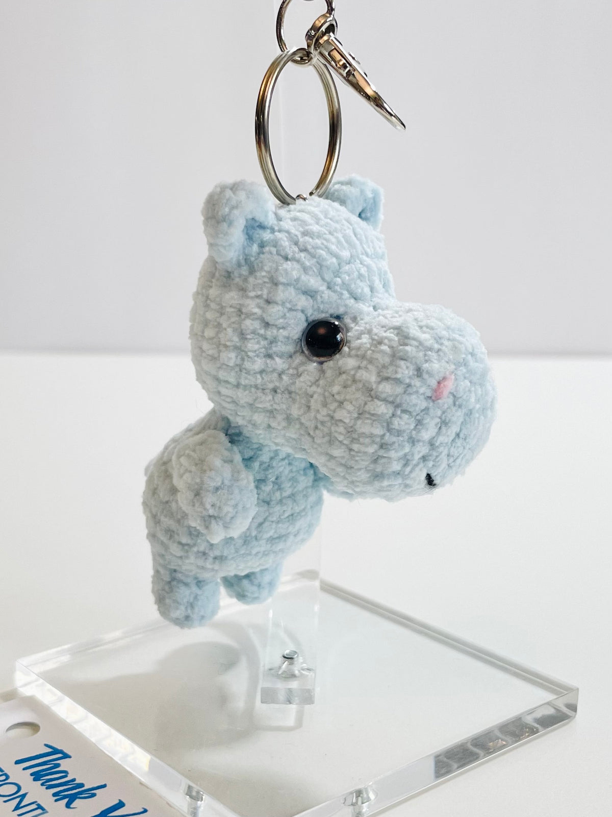 Crochet Hippo Keychain, Hippopotamus Bag Charm, Amigurumi Animal, Backpack Accessory, Handmade Encouragement Gift