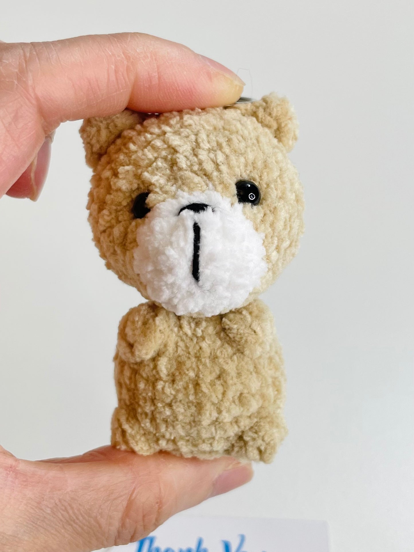Crochet Baby Bear Keychain, Plush Amigurumi Bag Charm, Kawaii Animal Keyring