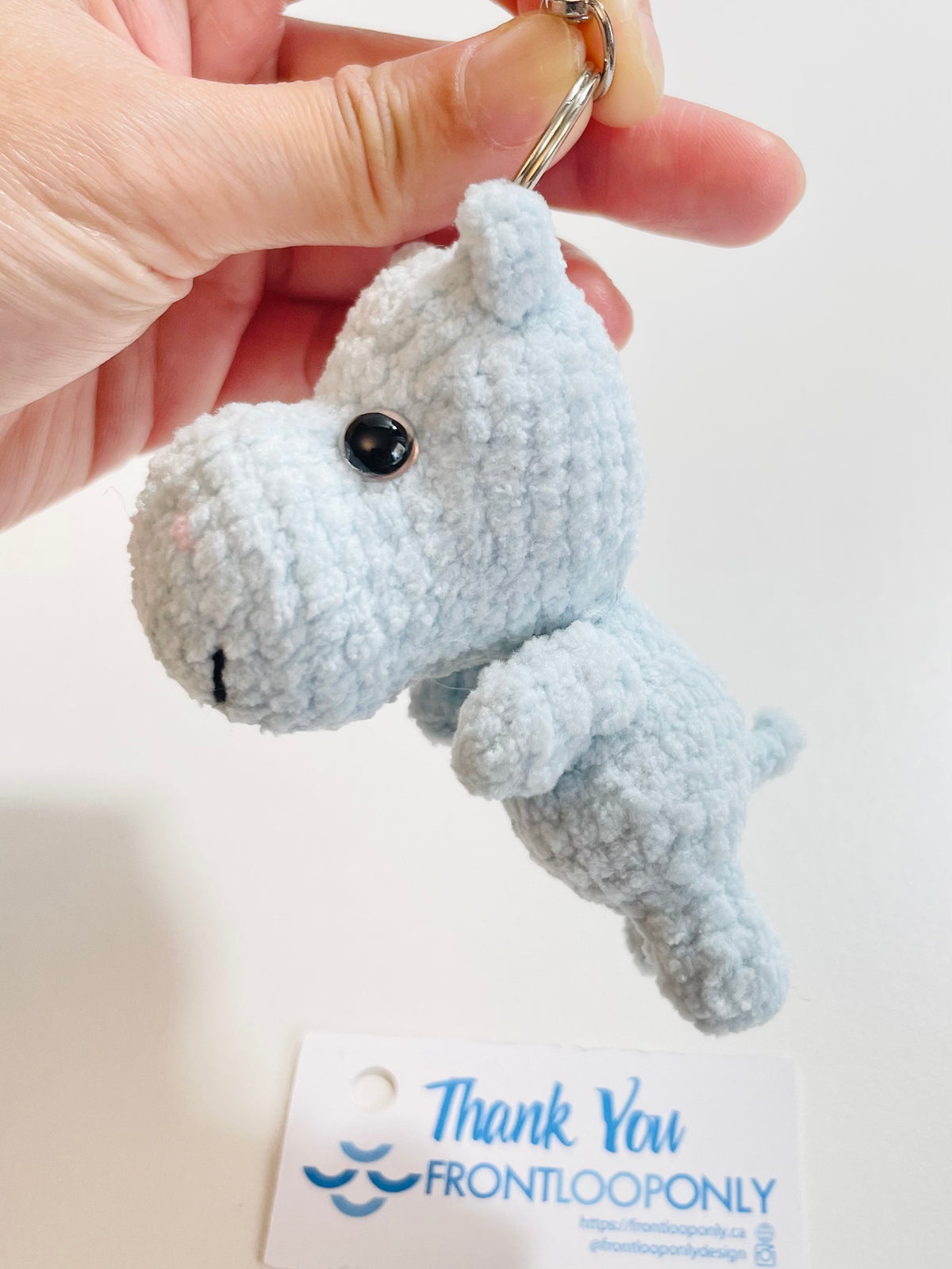 Crochet Hippo Keychain, Hippopotamus Bag Charm, Amigurumi Animal, Backpack Accessory, Handmade Encouragement Gift