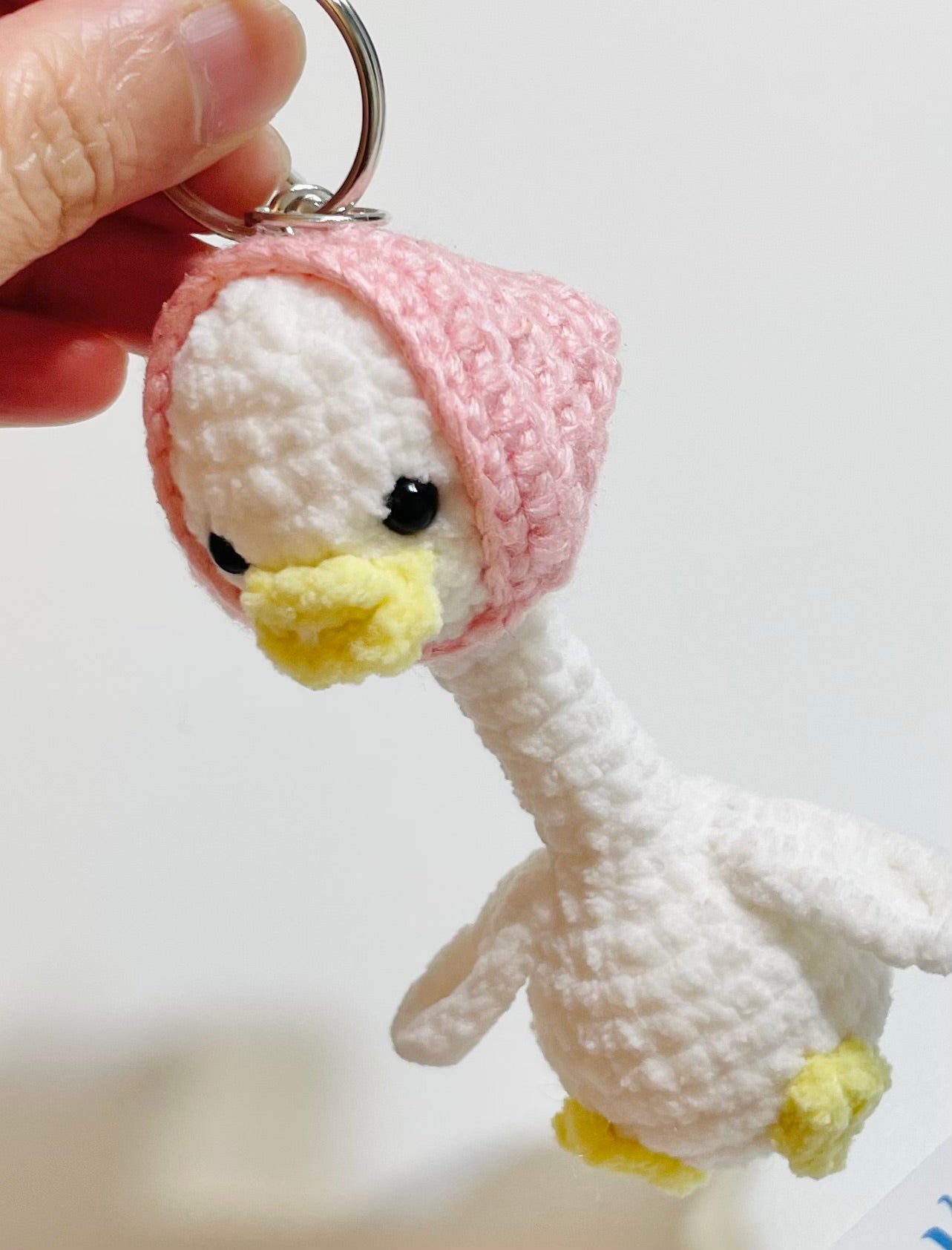 Crochet Mother Duck Keychain with Bandana or Hat | Handmade Amigurumi Duck Bag Charm | Animal Keychain Gift