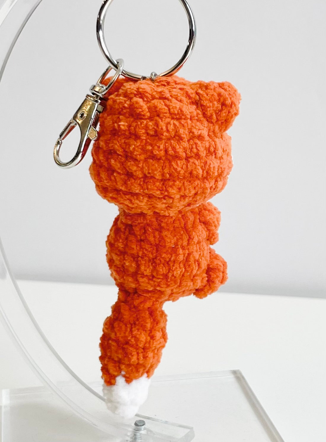 Crochet Fox Keychain – Kawaii Amigurumi Plush Animal Charm, Stuffed Fox Keyring