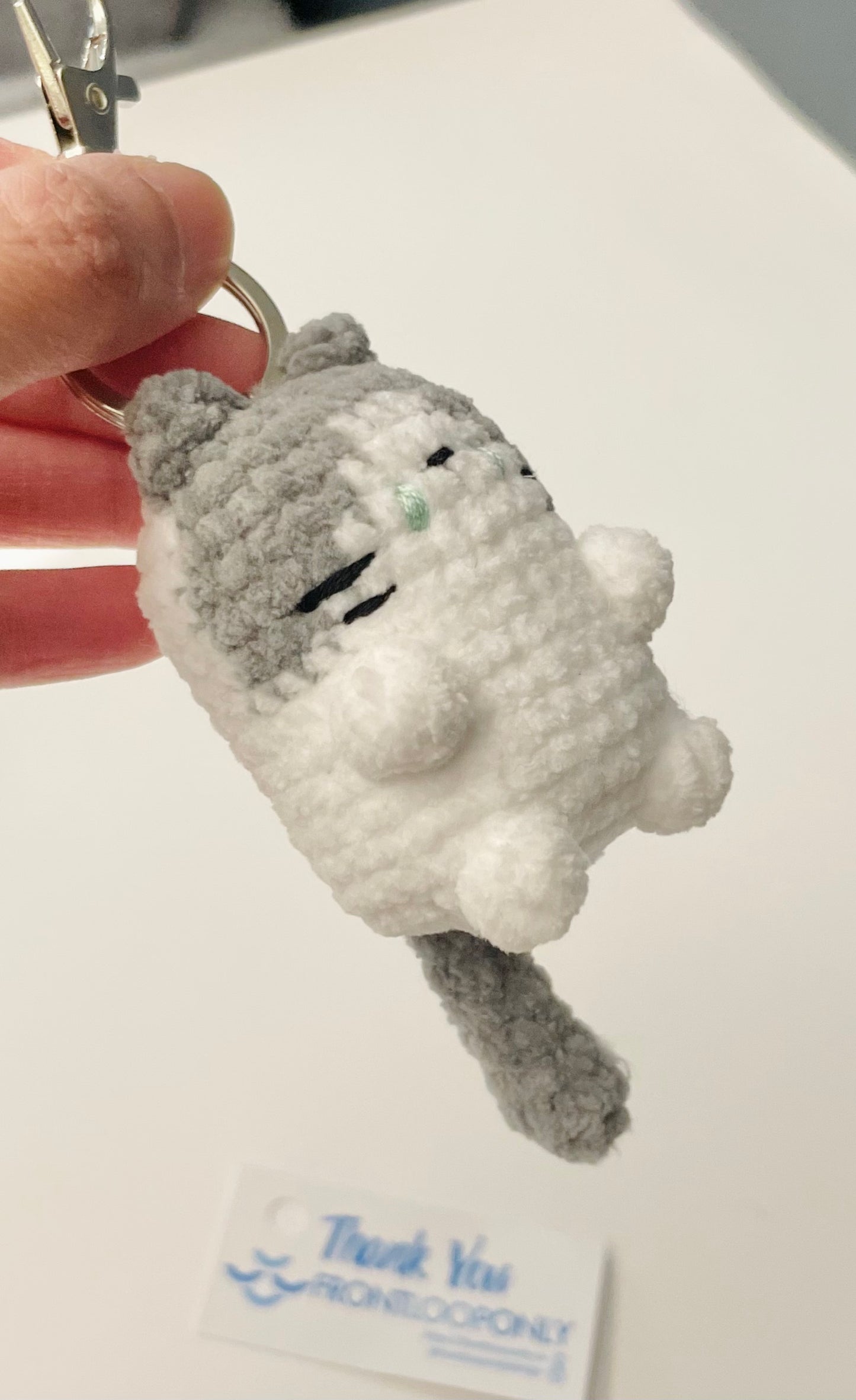 Crochet Cat Keychain | Handmade Cat Charm | Plush Mini Cat Keyring | Custom Color Cat Gift for Cat Lovers
