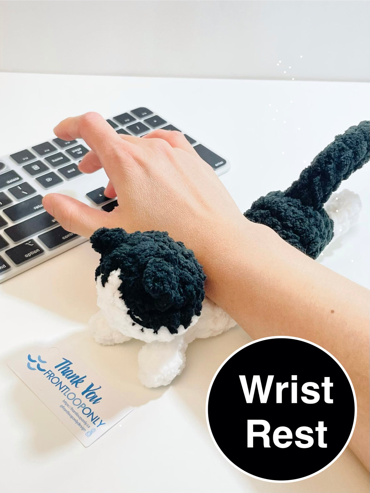 Handmade Crochet Cat Wrist Rest, Soft Office Desk Accessory (9 inches)