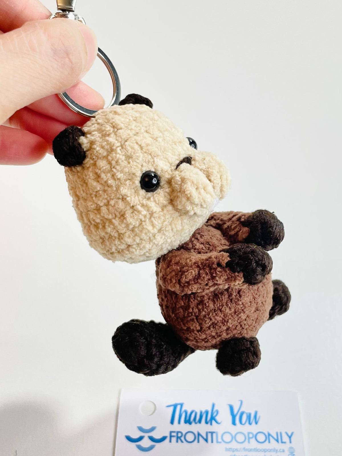 Handmade Crochet Beaver Keychain, Amigurumi Woodland Animal Bag Charm
