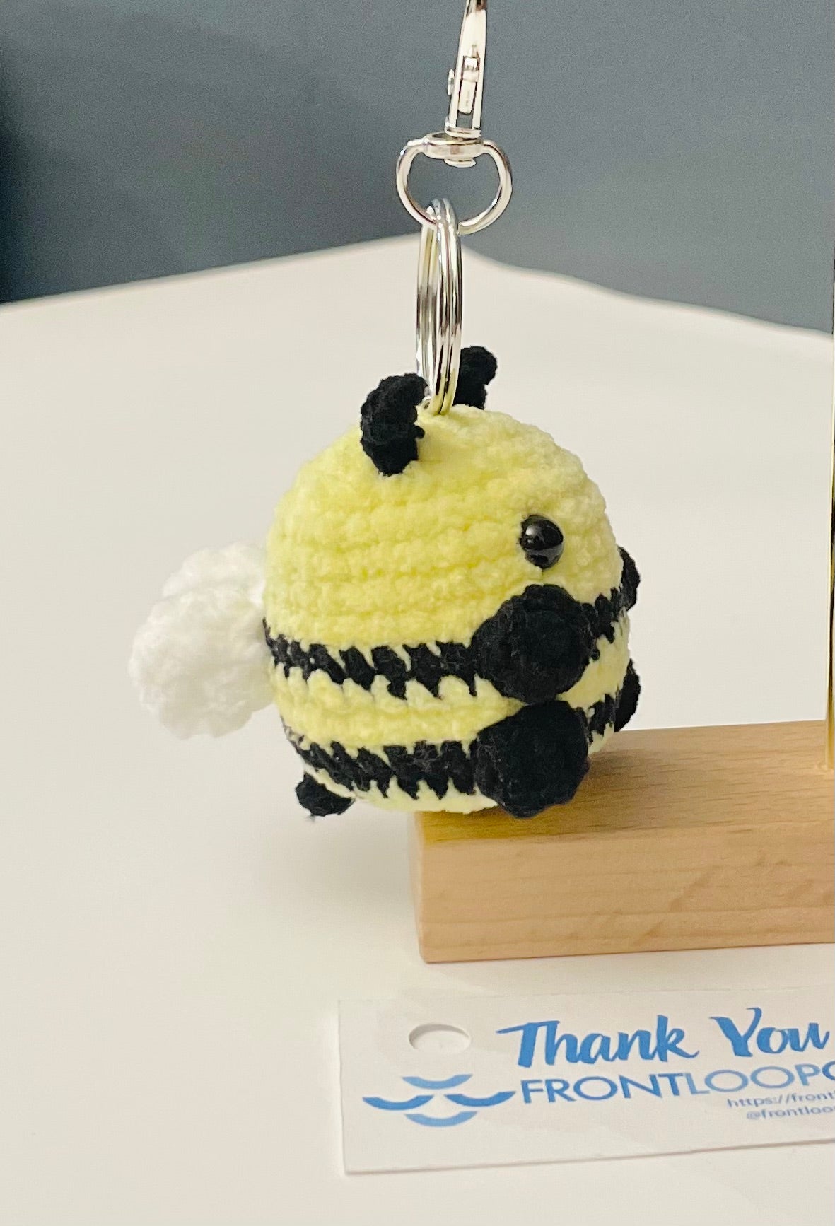 Crochet Bee Plushie Keychain, Mini Handmade Bee Amigurumi, Bag Charm, Keyring Gift