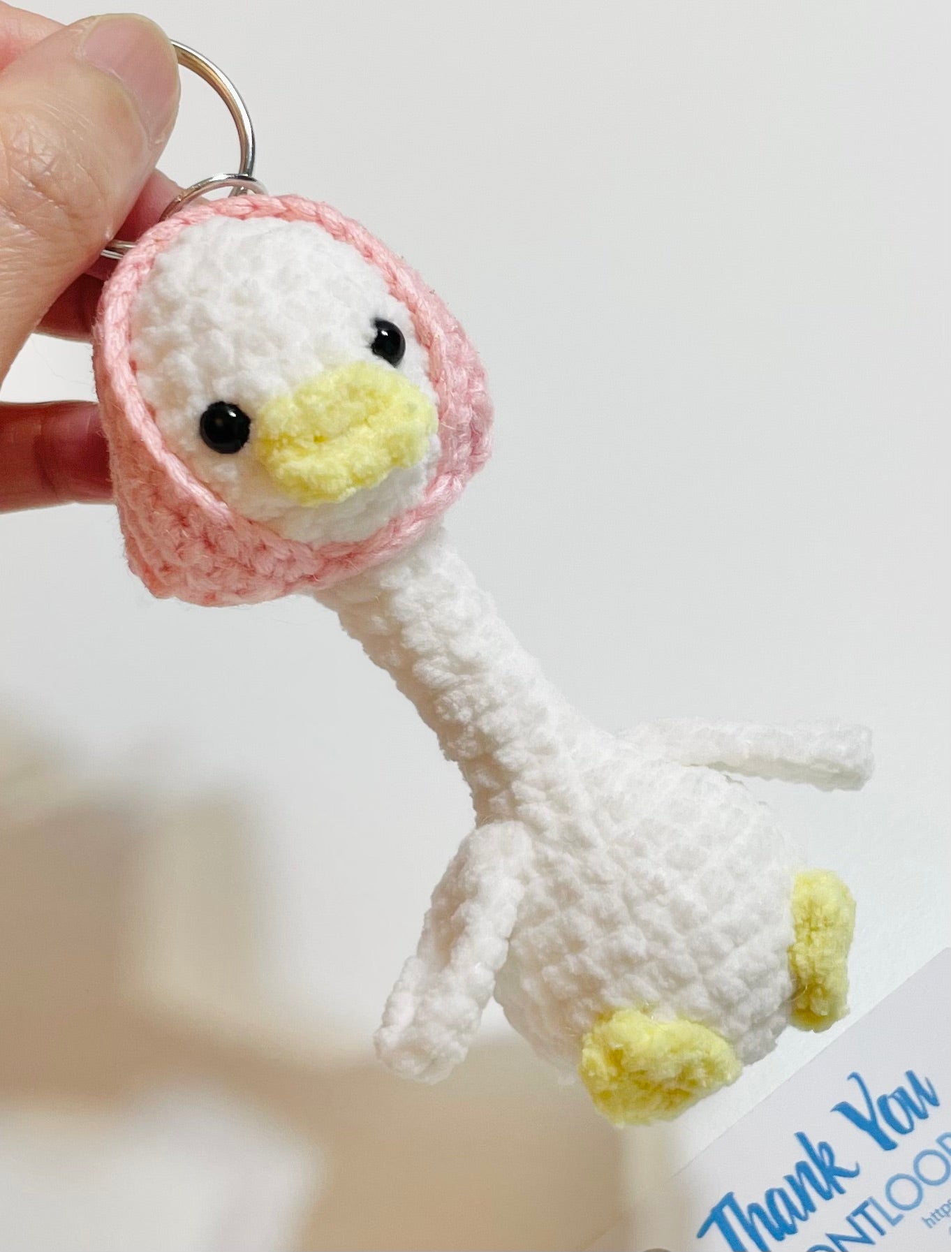Crochet Mother Duck Keychain with Bandana or Hat | Handmade Amigurumi Duck Bag Charm | Animal Keychain Gift