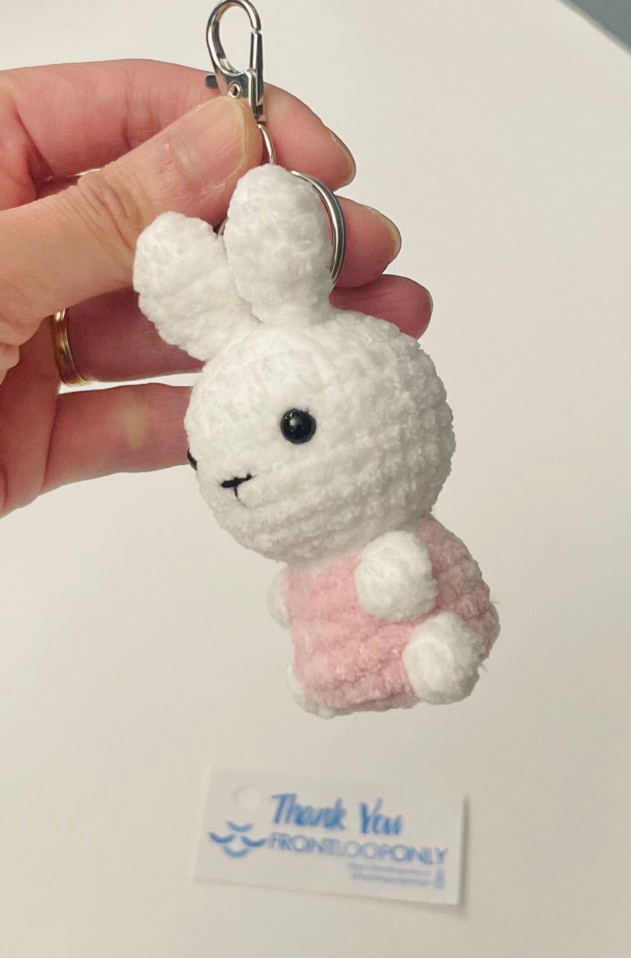 Crochet Bunny Keychain – Handmade Amigurumi Rabbit Bag Charm, Bunny Gift