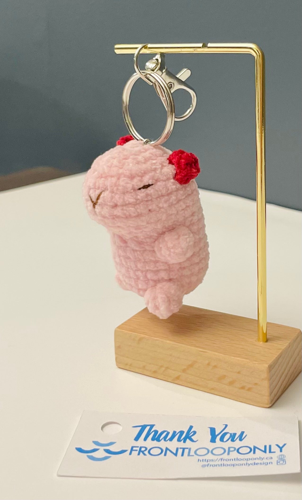 Capybara Keychain: Handmade Crochet Chill Animal with Hat