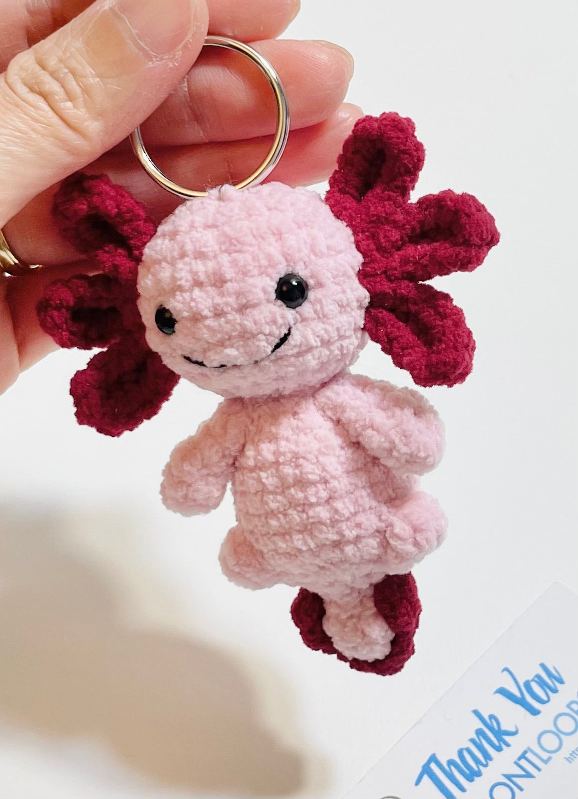 Crochet Axolotl Keychain, Kawaii Amigurumi Bag Charm, Axolotl Lover Gift