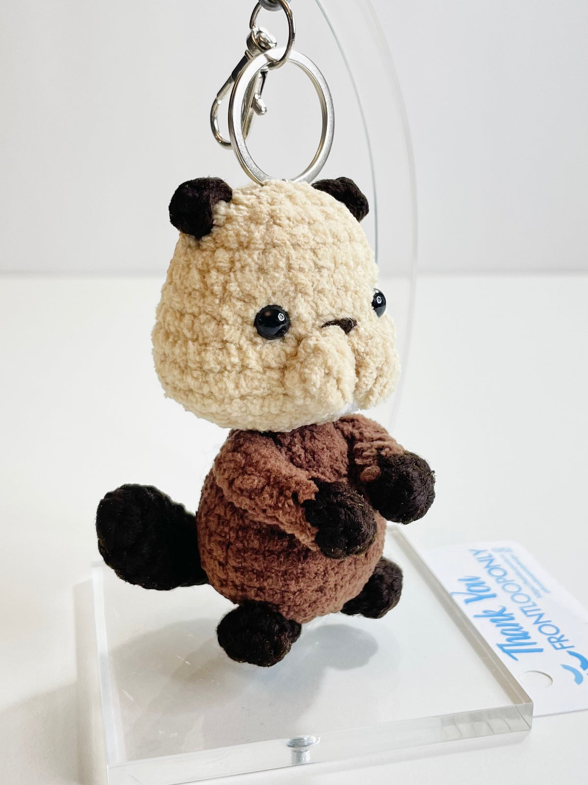 Handmade Crochet Beaver Keychain, Amigurumi Woodland Animal Bag Charm