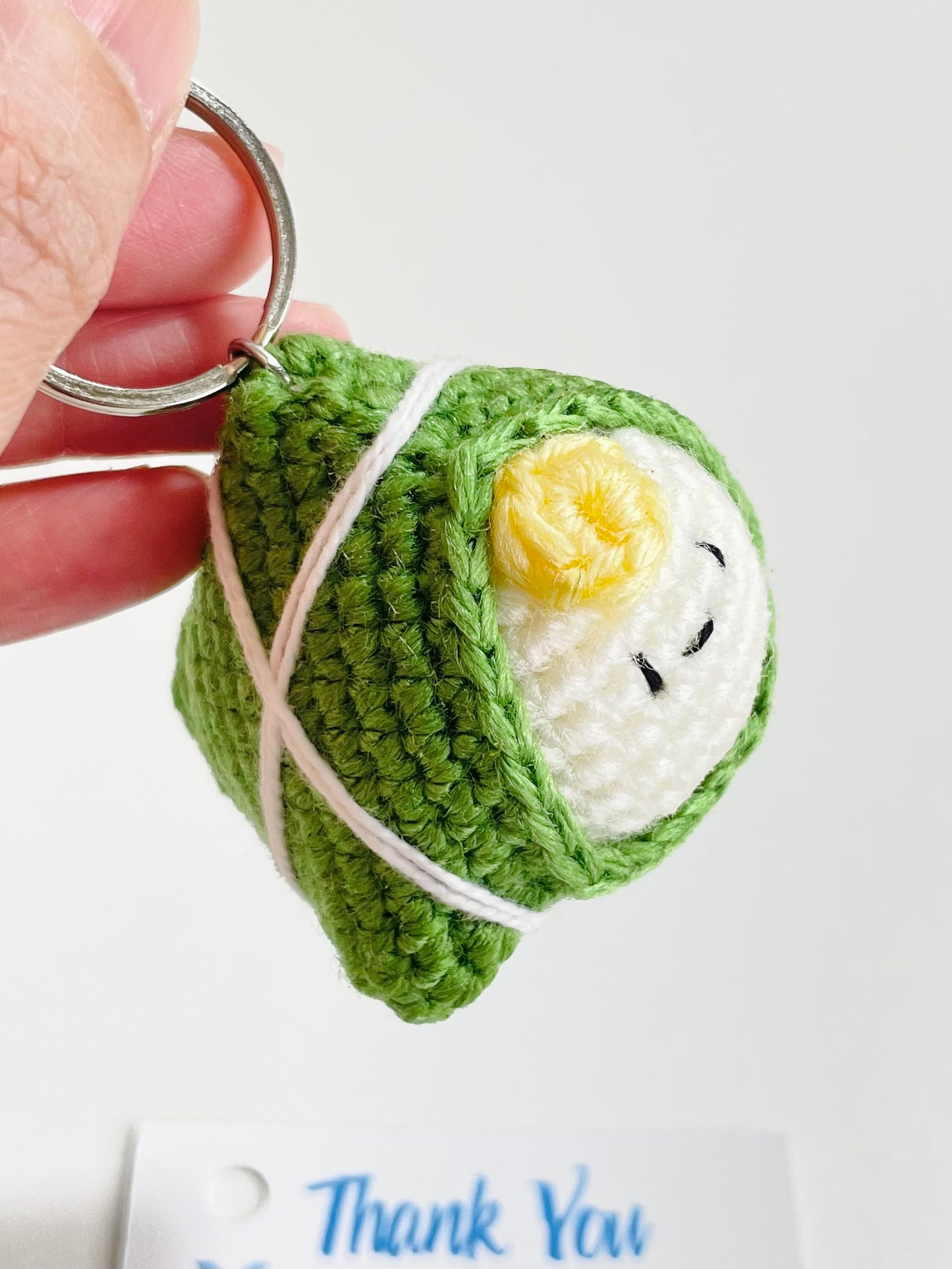 Crochet Sticky Rice Dumpling Keychain | Zongzi Amigurumi | Food Bag Charm | Handmade Kawaii Accessory