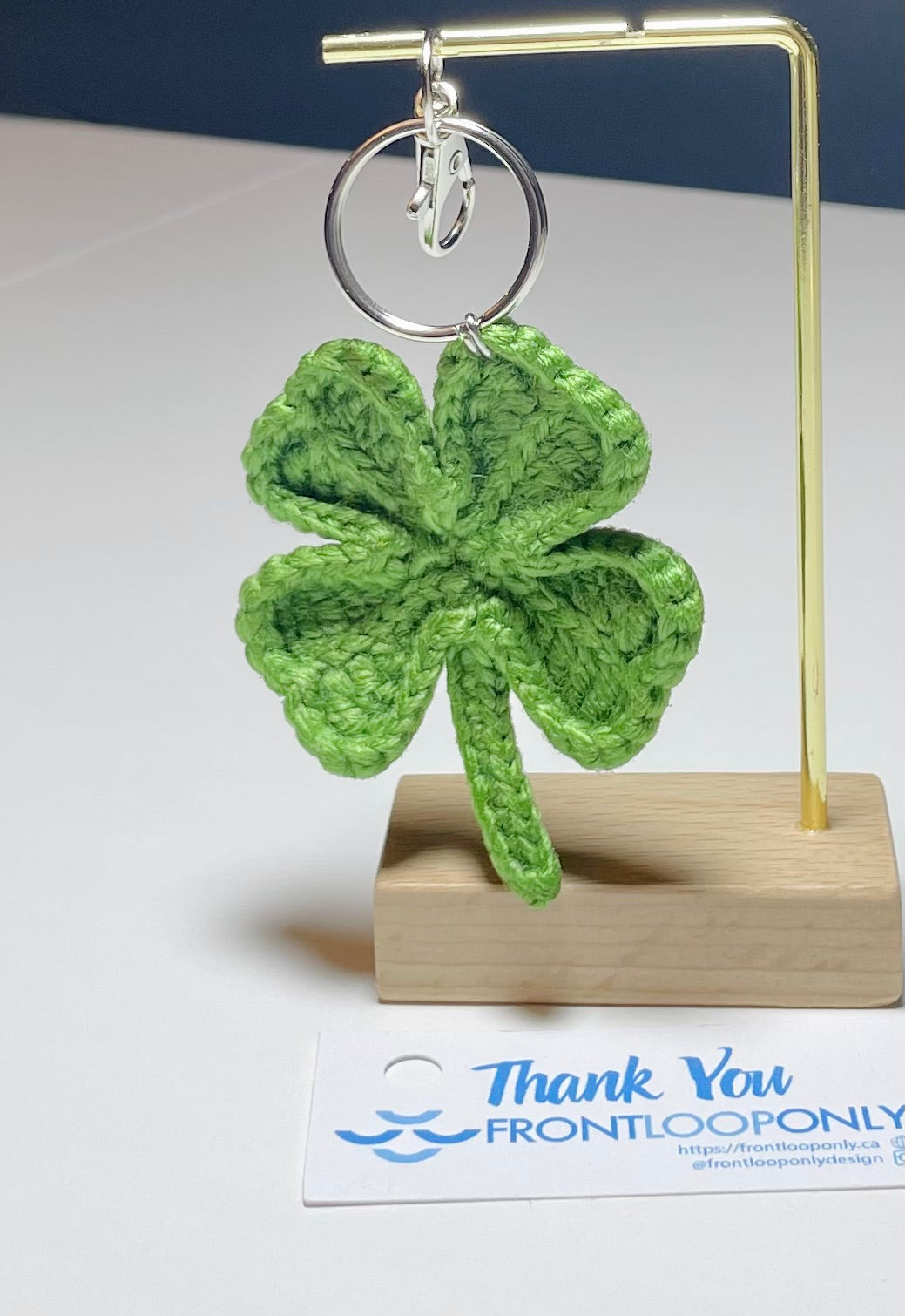 Crochet Four Leaf Clover Keychain – Lucky Shamrock Amigurumi Bag Charm, St. Patrick’s Day Gift
