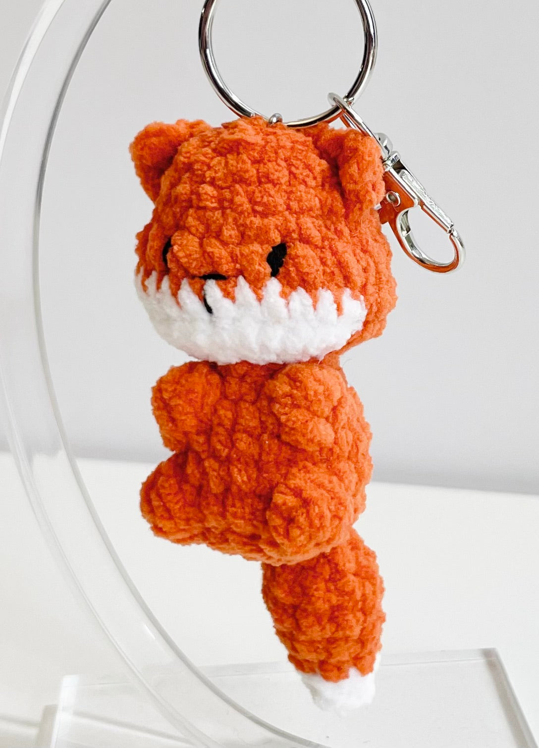 Crochet Fox Keychain – Kawaii Amigurumi Plush Animal Charm, Stuffed Fox Keyring