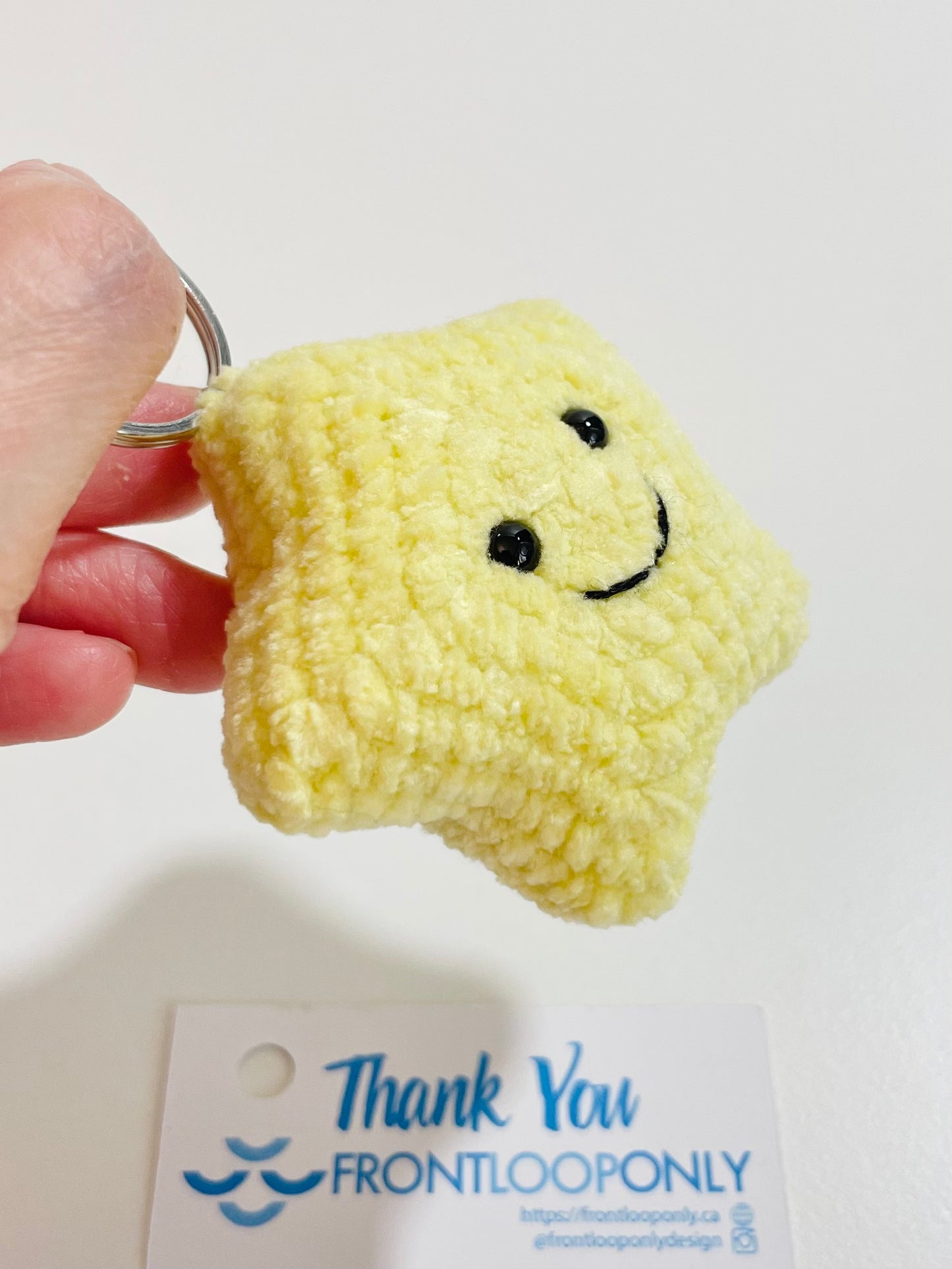 Crochet Star Keychain Plush | Smiling Face Bag Charm, Chenille Backpack Accessory