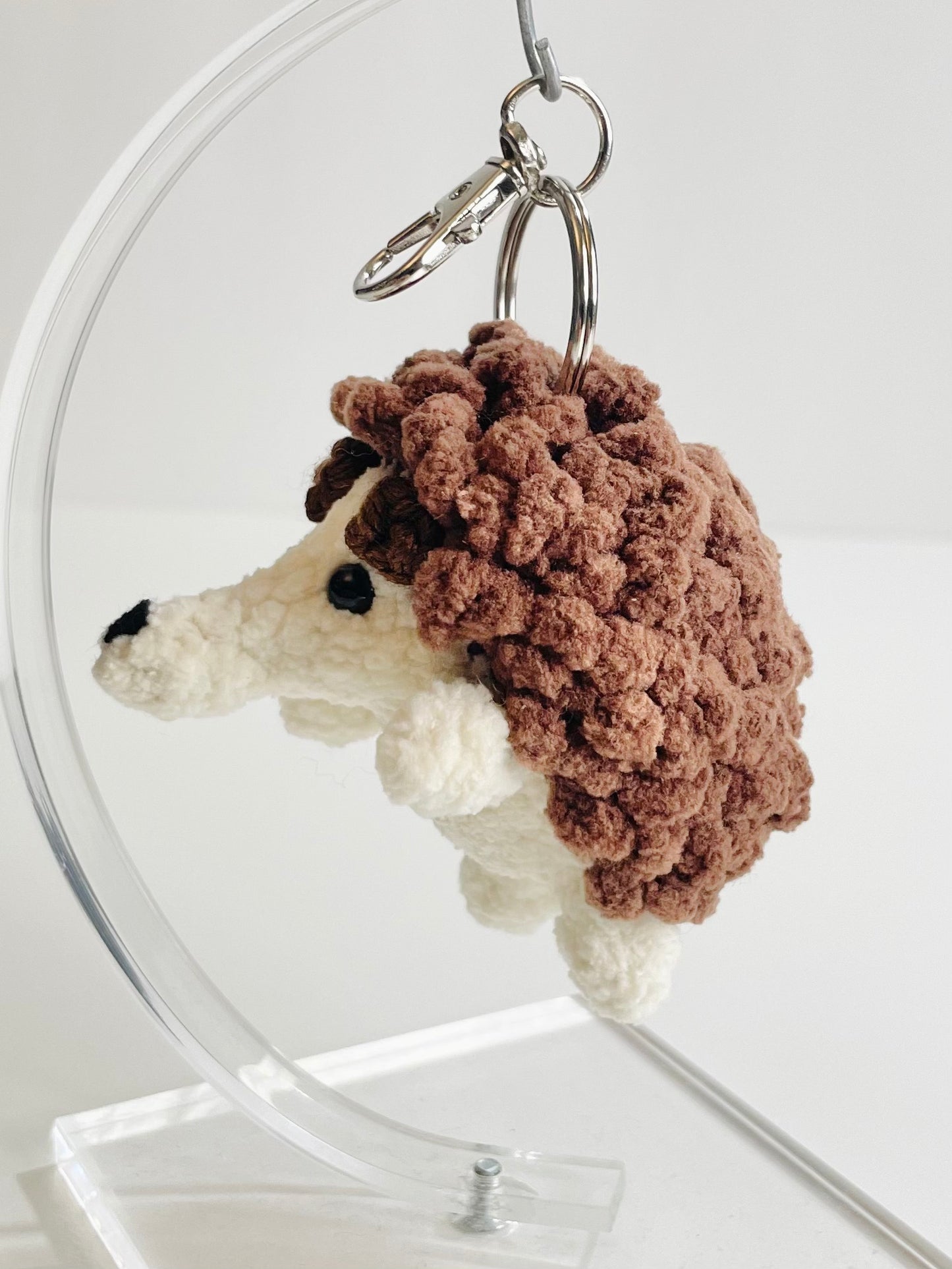 Handmade Amigurumi Hedgehog Keychain, Kawaii Woodland Animal Bag Charm