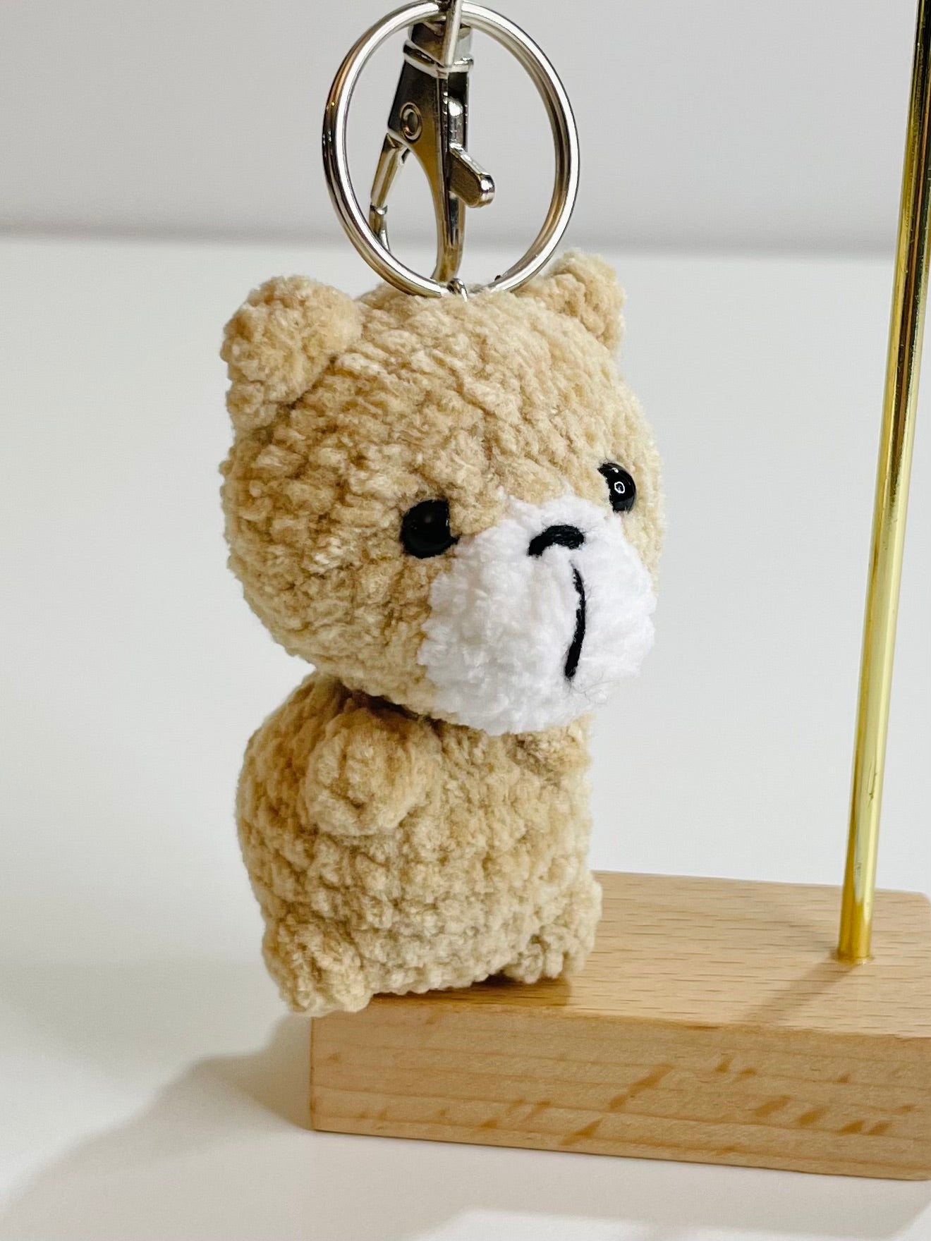 Crochet Baby Bear Keychain, Plush Amigurumi Bag Charm, Kawaii Animal Keyring