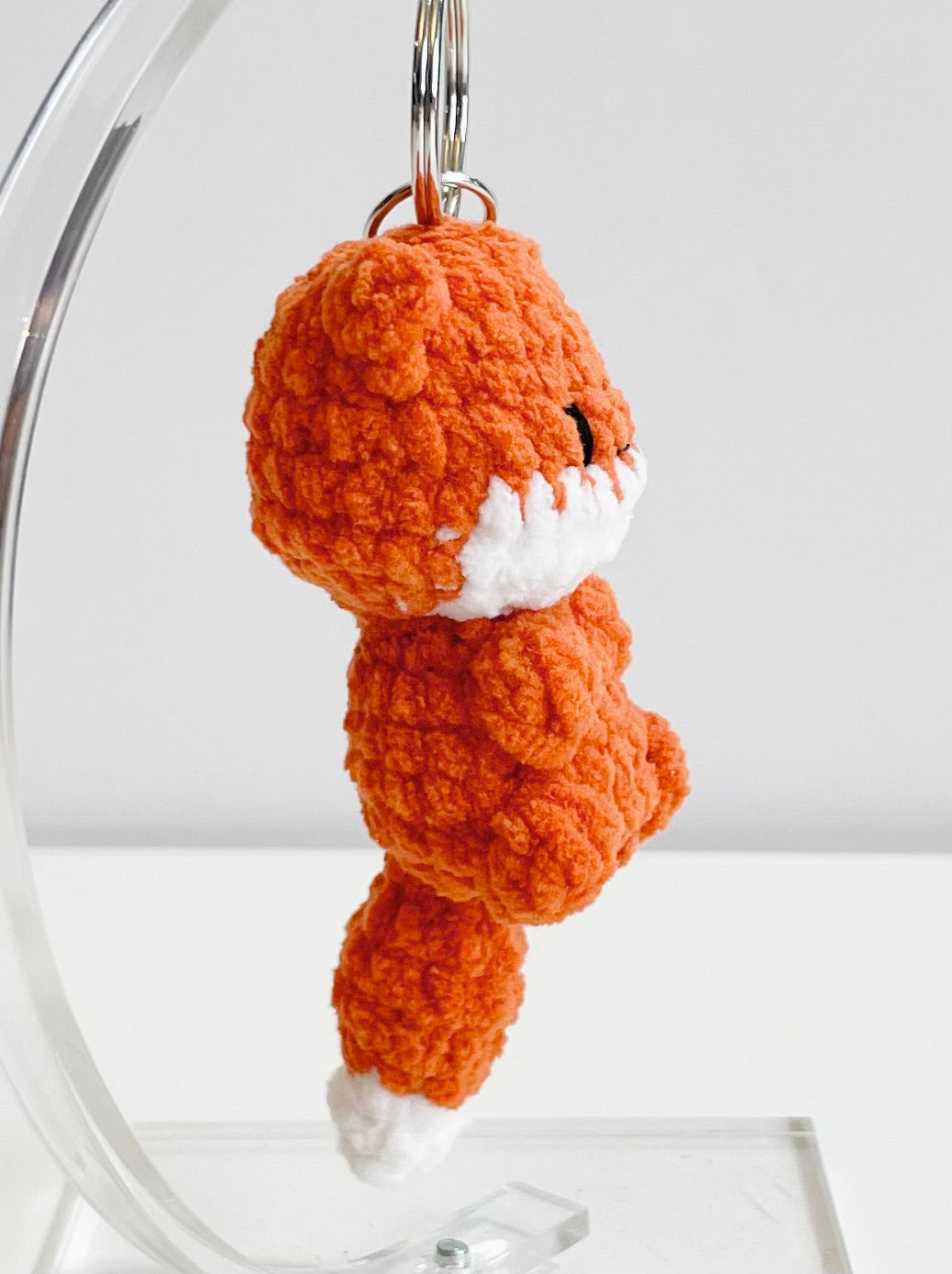 Crochet Fox Keychain – Kawaii Amigurumi Plush Animal Charm, Stuffed Fox Keyring