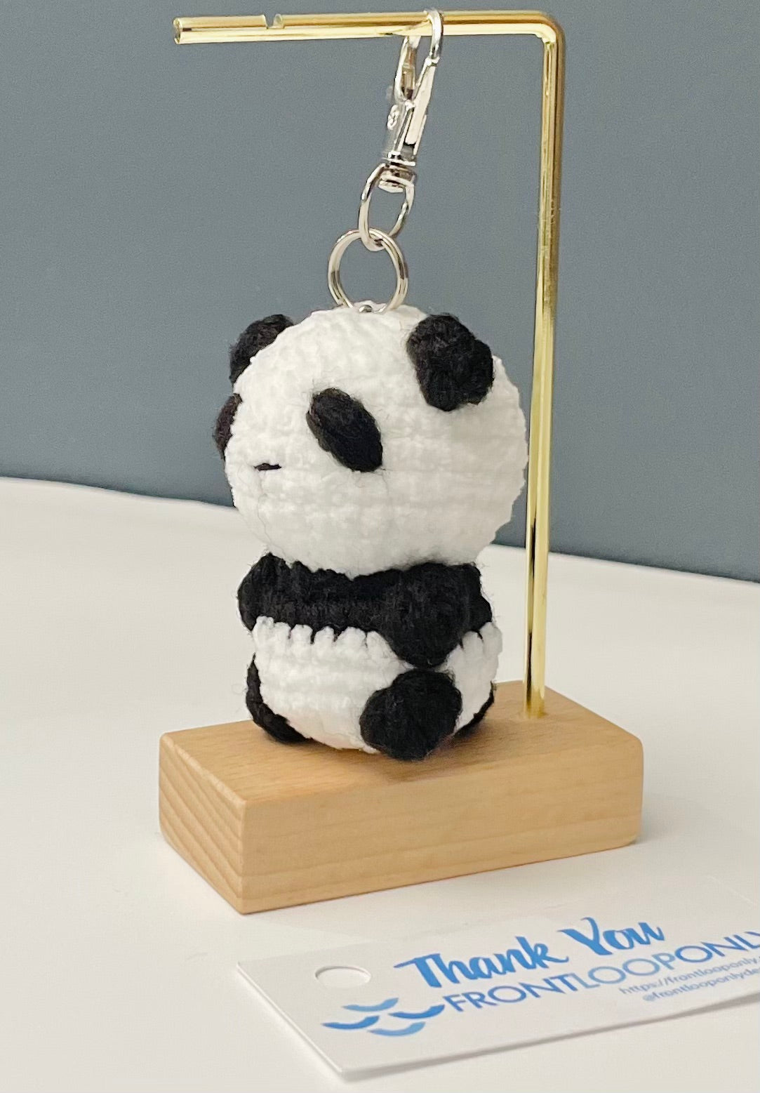 Crochet Panda Keychain - Amigurumi Panda Charm, Mini Animal Keyring
