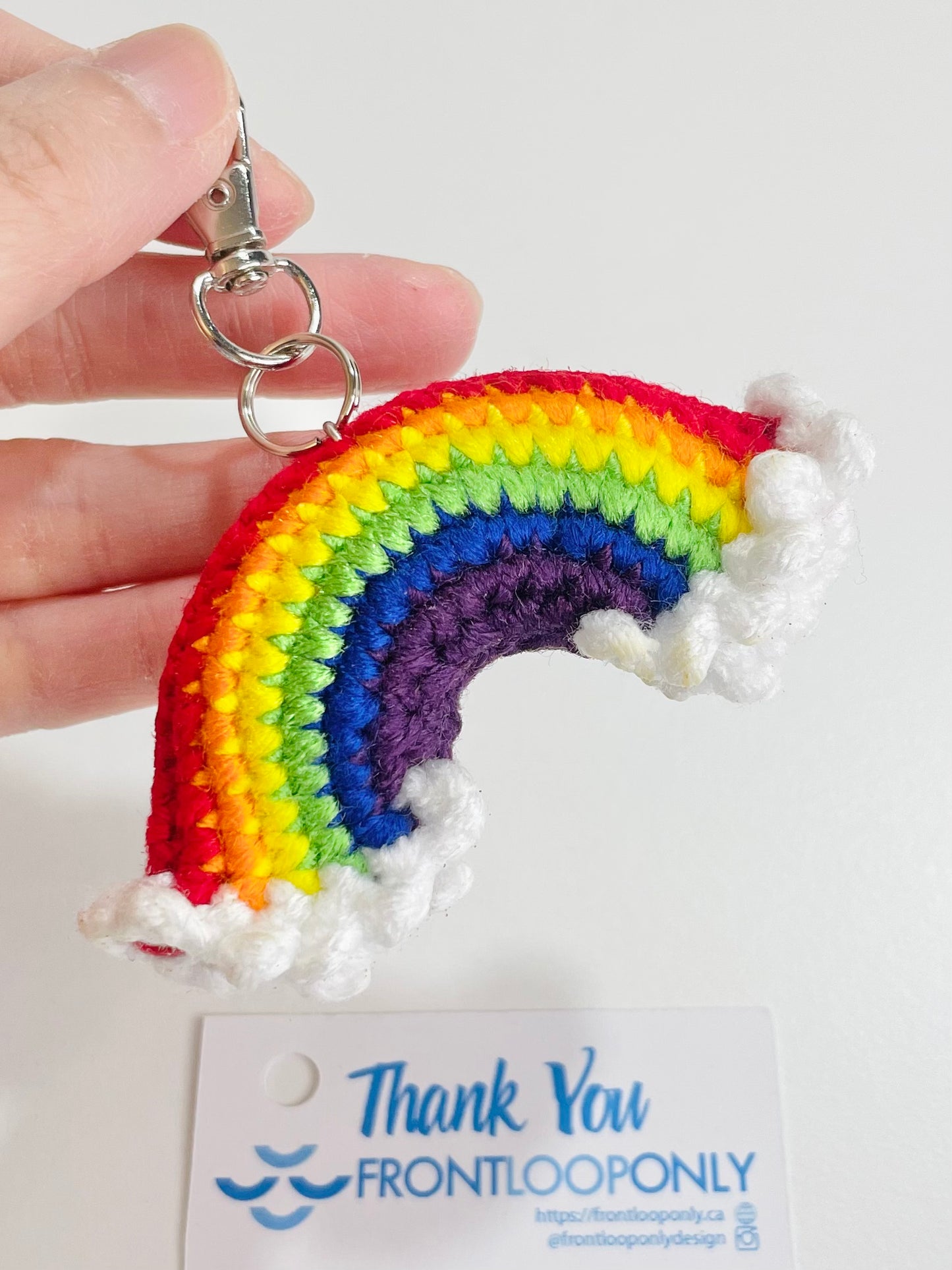 Crochet Rainbow Keychain, Handmade Bag Charm, backpack Accessory