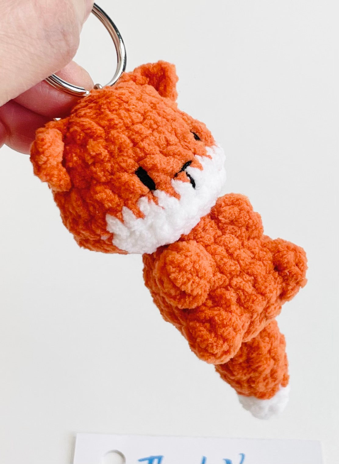 Crochet Fox Keychain – Kawaii Amigurumi Plush Animal Charm, Stuffed Fox Keyring