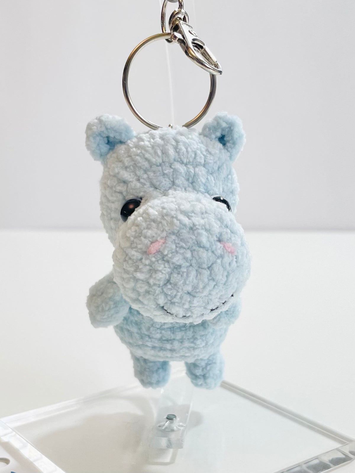 Crochet Hippo Keychain, Hippopotamus Bag Charm, Amigurumi Animal, Backpack Accessory, Handmade Encouragement Gift