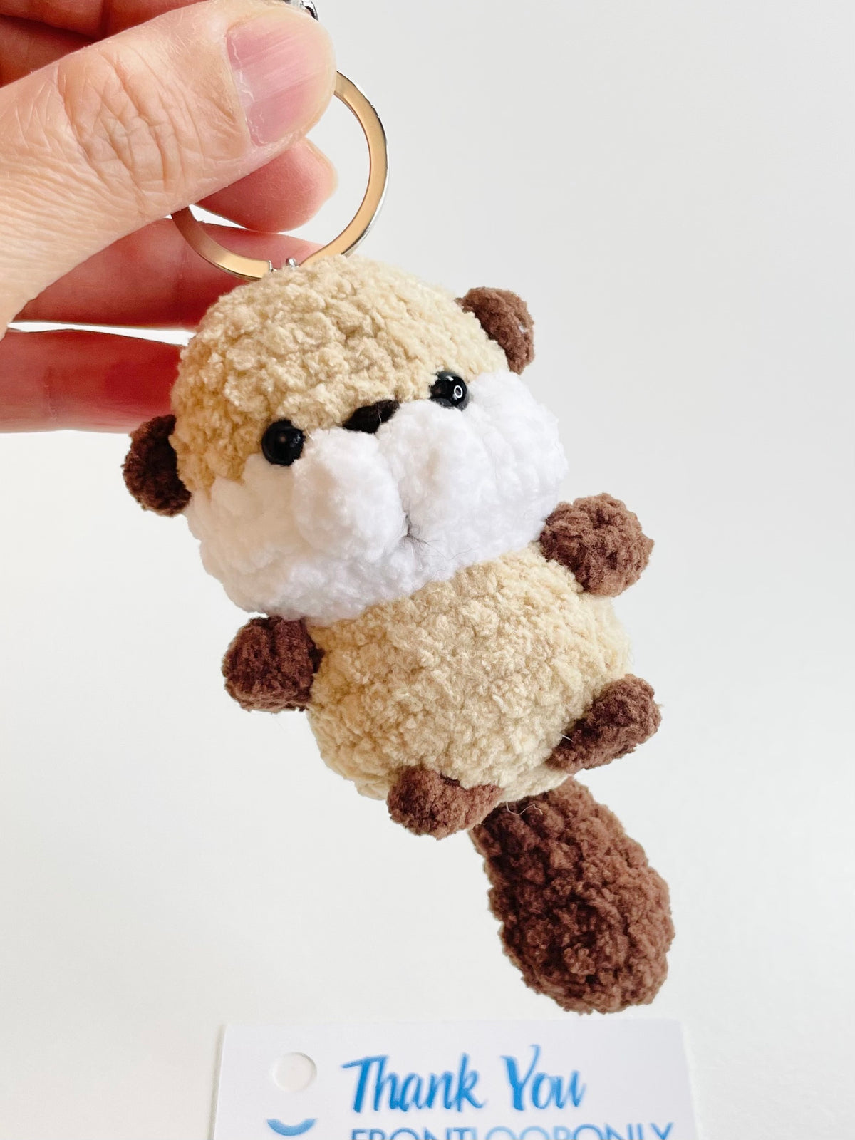 Crochet Baby Beaver Keychain, Handmade Chubby Amigurumi Plush, Woodland Animal Backpack Charm