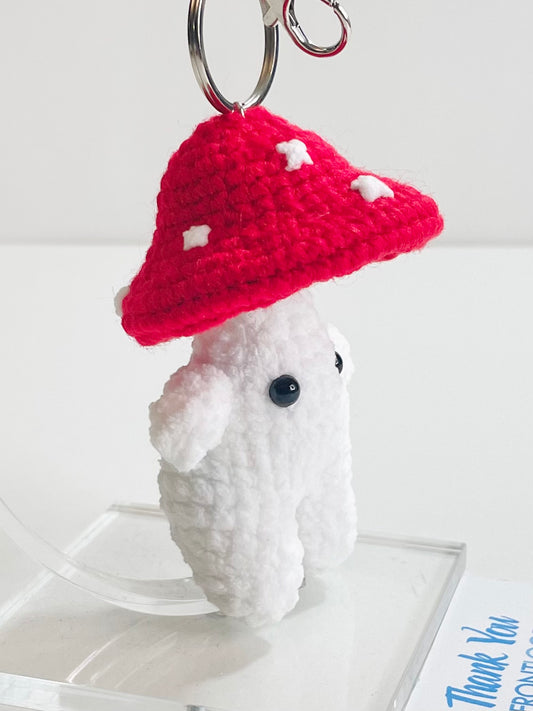 Crochet Baby Mushroom Keychain, Cottagecore Bag Charm, Handmade Woodland Accessory