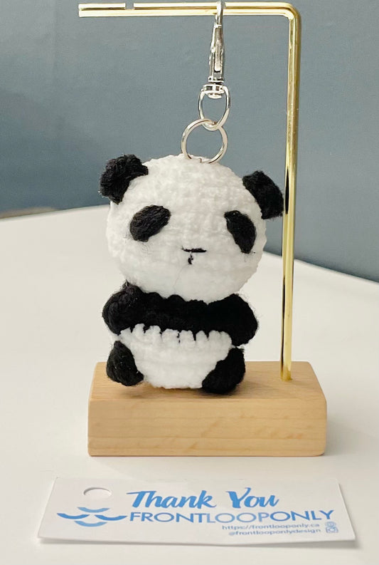 Crochet Panda Keychain - Amigurumi Panda Charm, Mini Animal Keyring